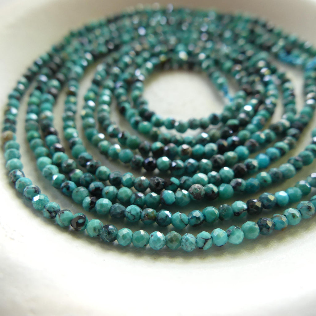 1.8mm Blue Turquoise Faceted Beads 15" Natural Turquoise Genuine Gemstone Beads Jewelry Making Beading Craft Gift December Birthstone