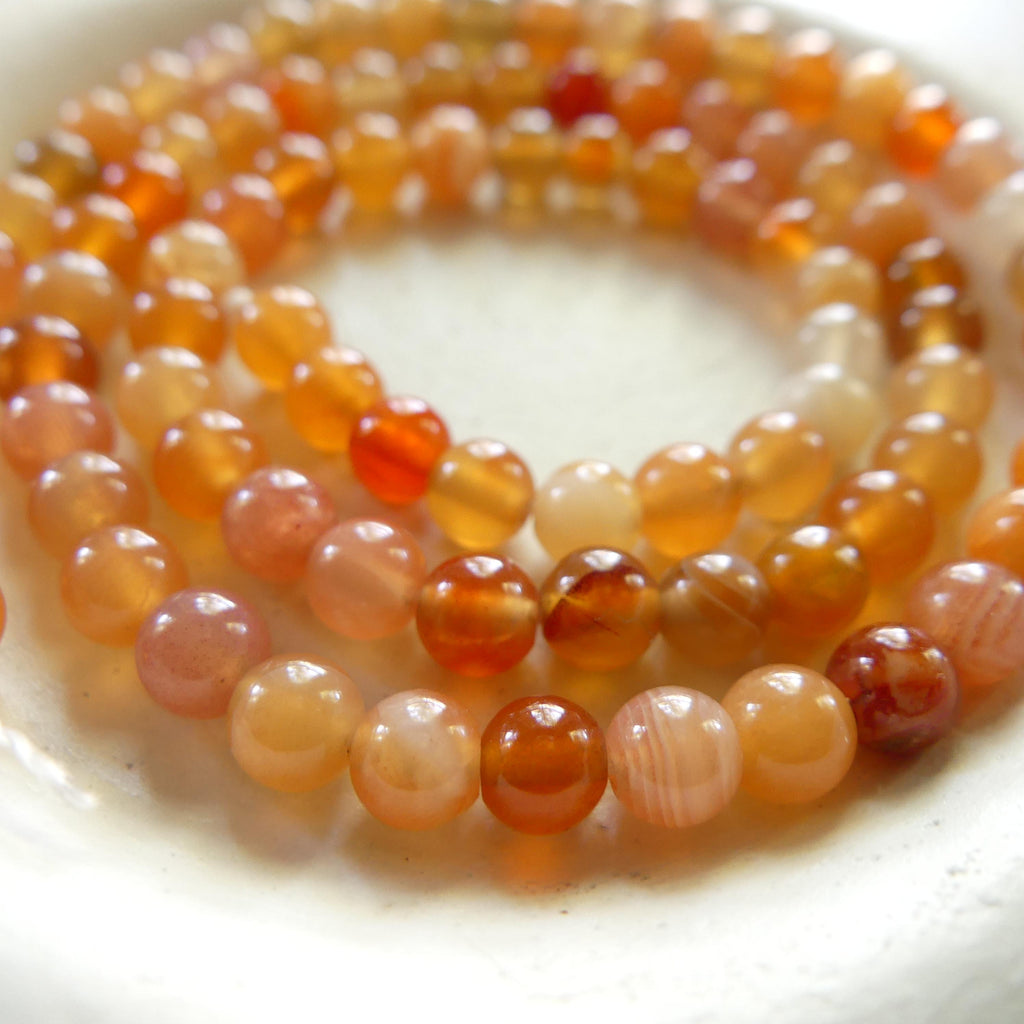 4mm Orange Botswana Agate Beads Smooth Genuine Rare Agate Beads 15" Gemstone Beads Crystal Healing for Jewelry Making Gift for crafter