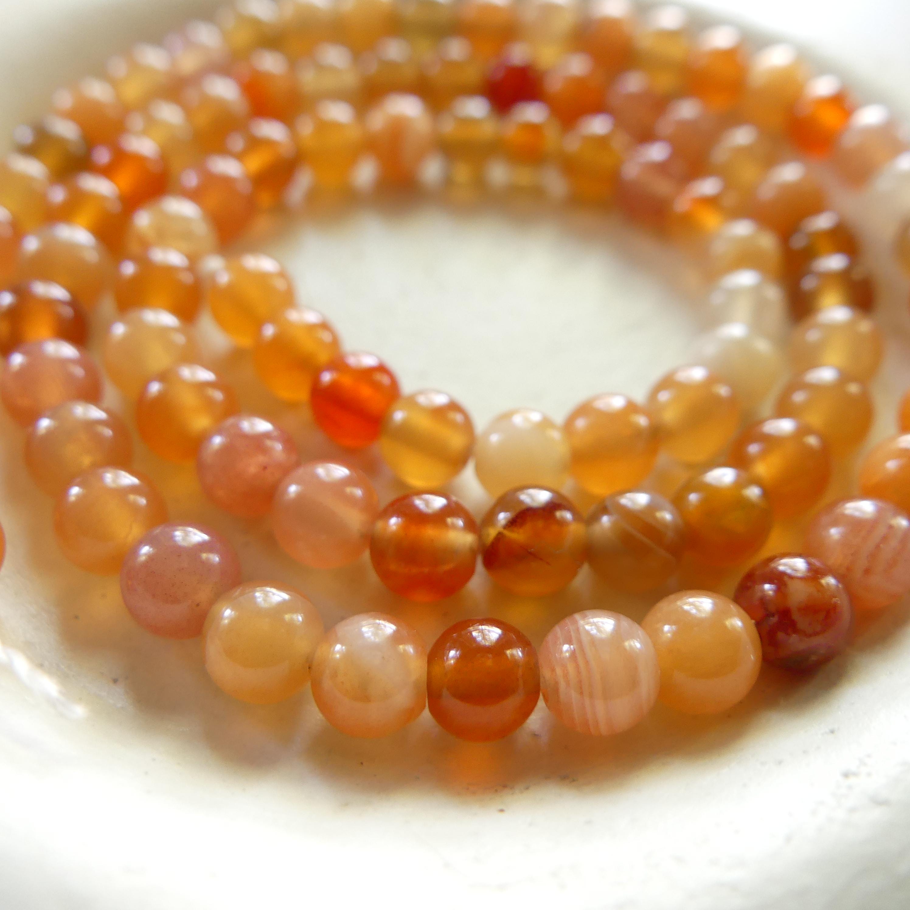 4mm Orange Botswana Agate Beads Smooth Genuine Rare Agate Beads 15" Gemstone Beads Crystal Healing for Jewelry Making Gift for crafter