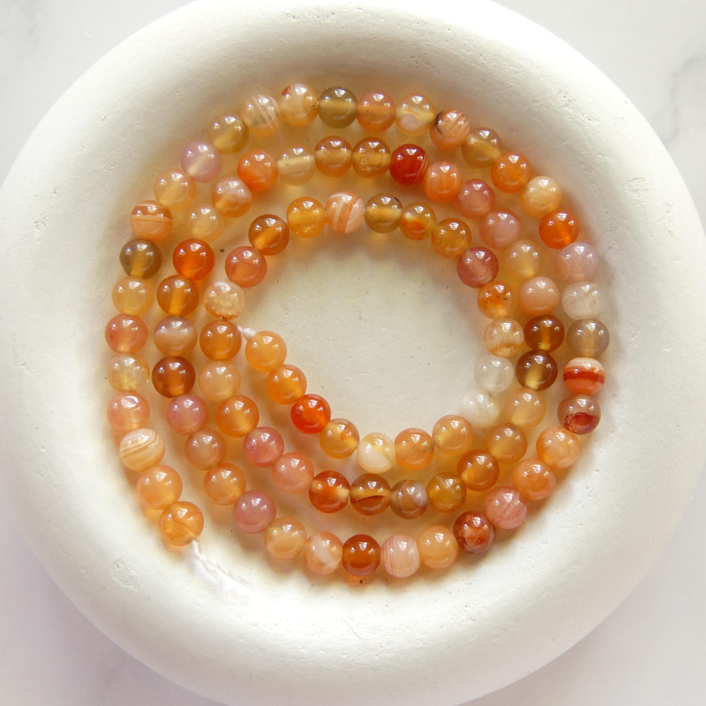 4mm Orange Botswana Agate Beads Smooth Genuine Rare Agate Beads 15" Gemstone Beads Crystal Healing for Jewelry Making Gift for crafter