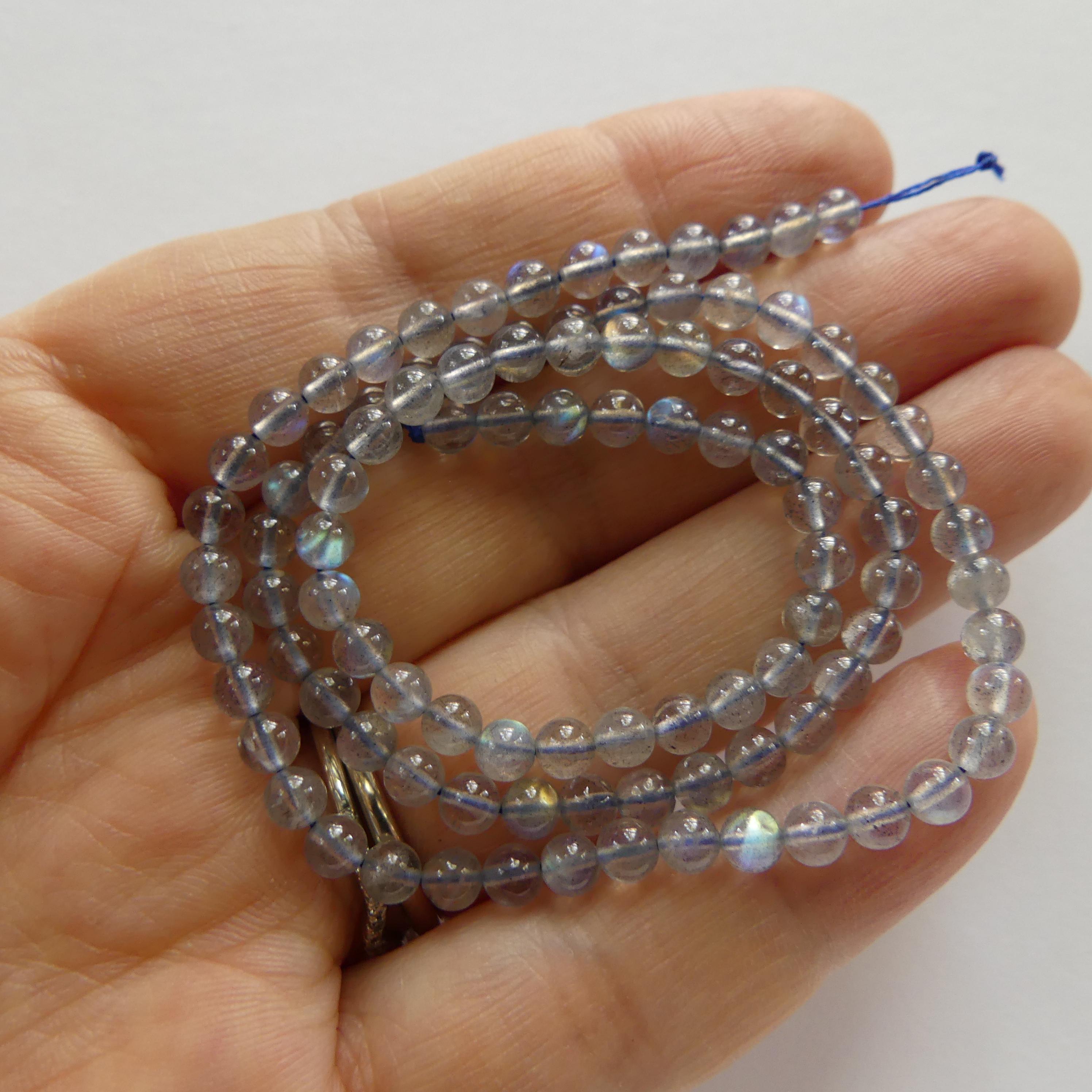 4mm AAA Labradorite Beads Smooth Labradorite Genuine Blue Flash Beads 15" Gray Gemstone Beads for DIY Jewelry Making Crafter Gift