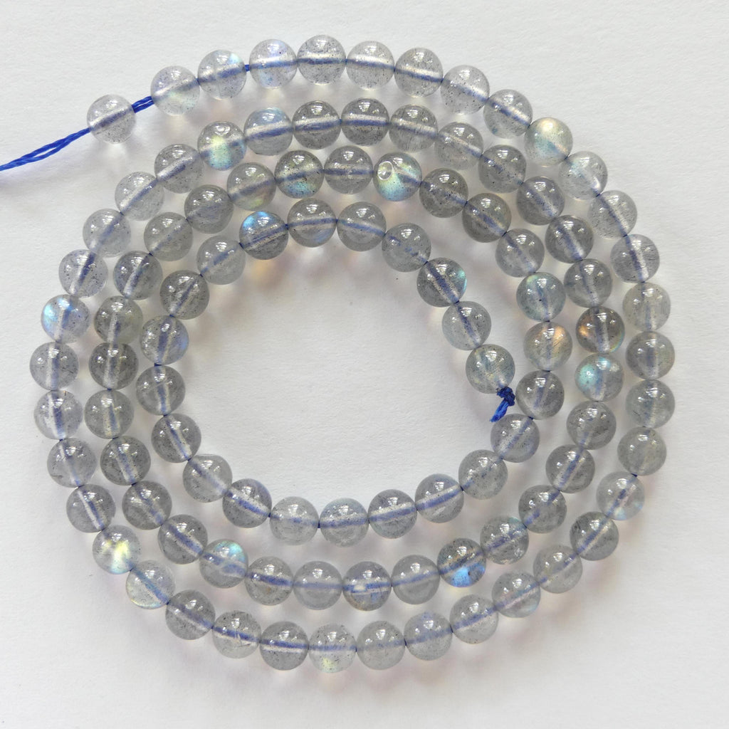 4mm AAA Labradorite Beads Smooth Labradorite Genuine Blue Flash Beads 15" Gray Gemstone Beads for DIY Jewelry Making Crafter Gift