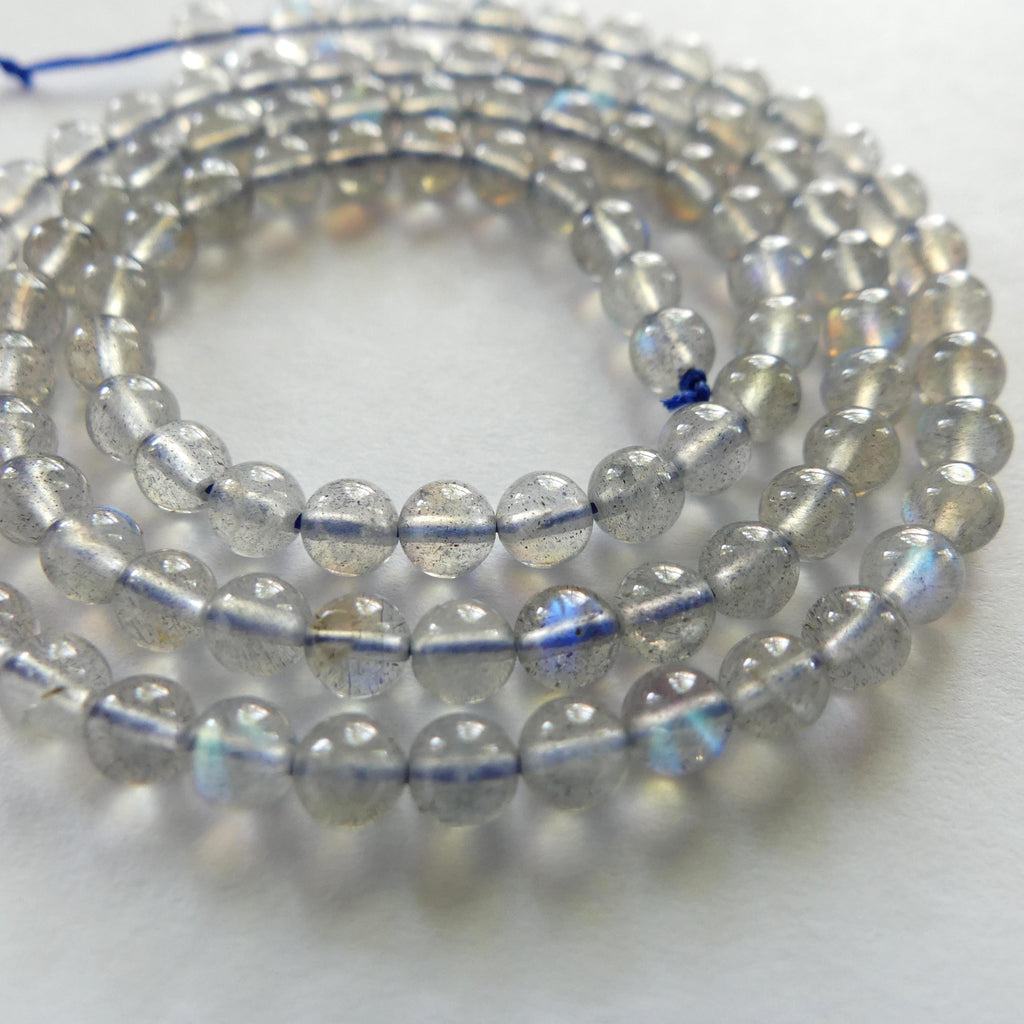 4mm AAA Labradorite Beads Smooth Labradorite Genuine Blue Flash Beads 15" Gray Gemstone Beads for DIY Jewelry Making Crafter Gift