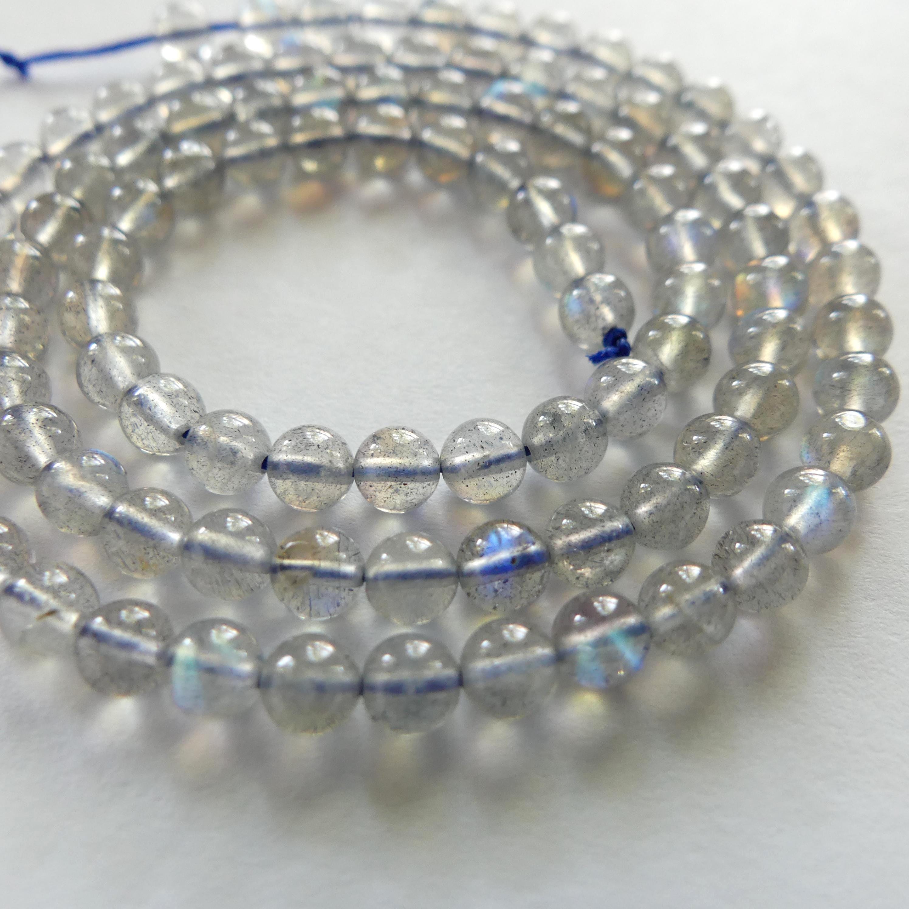 4mm AAA Labradorite Beads Smooth Labradorite Genuine Blue Flash Beads 15" Gray Gemstone Beads for DIY Jewelry Making Crafter Gift