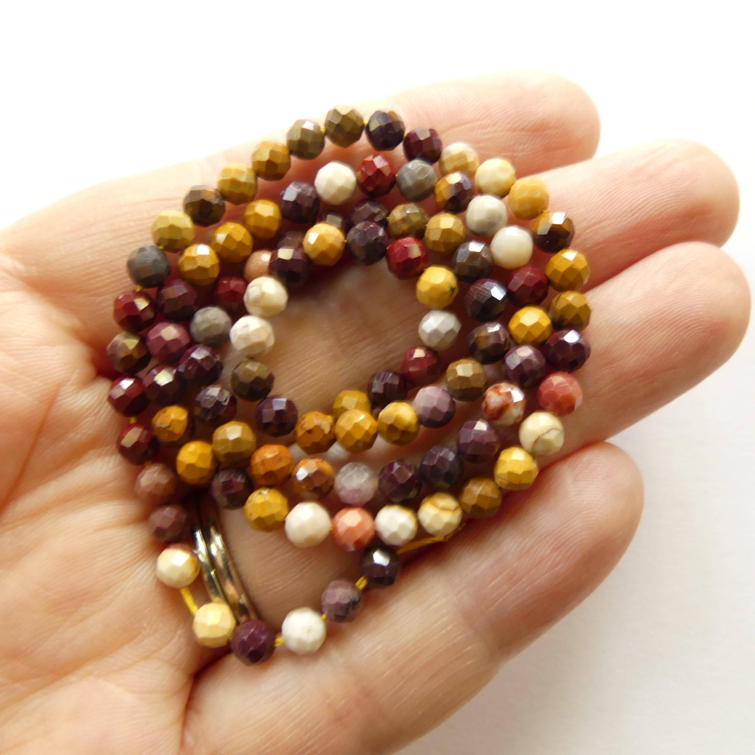 4mm Mookaite Jasper Beads Faceted Genuine Small Earth Tone Jasper Beads 15" Gemstone Beads for Jewelry Making Beading Gift for Crafter