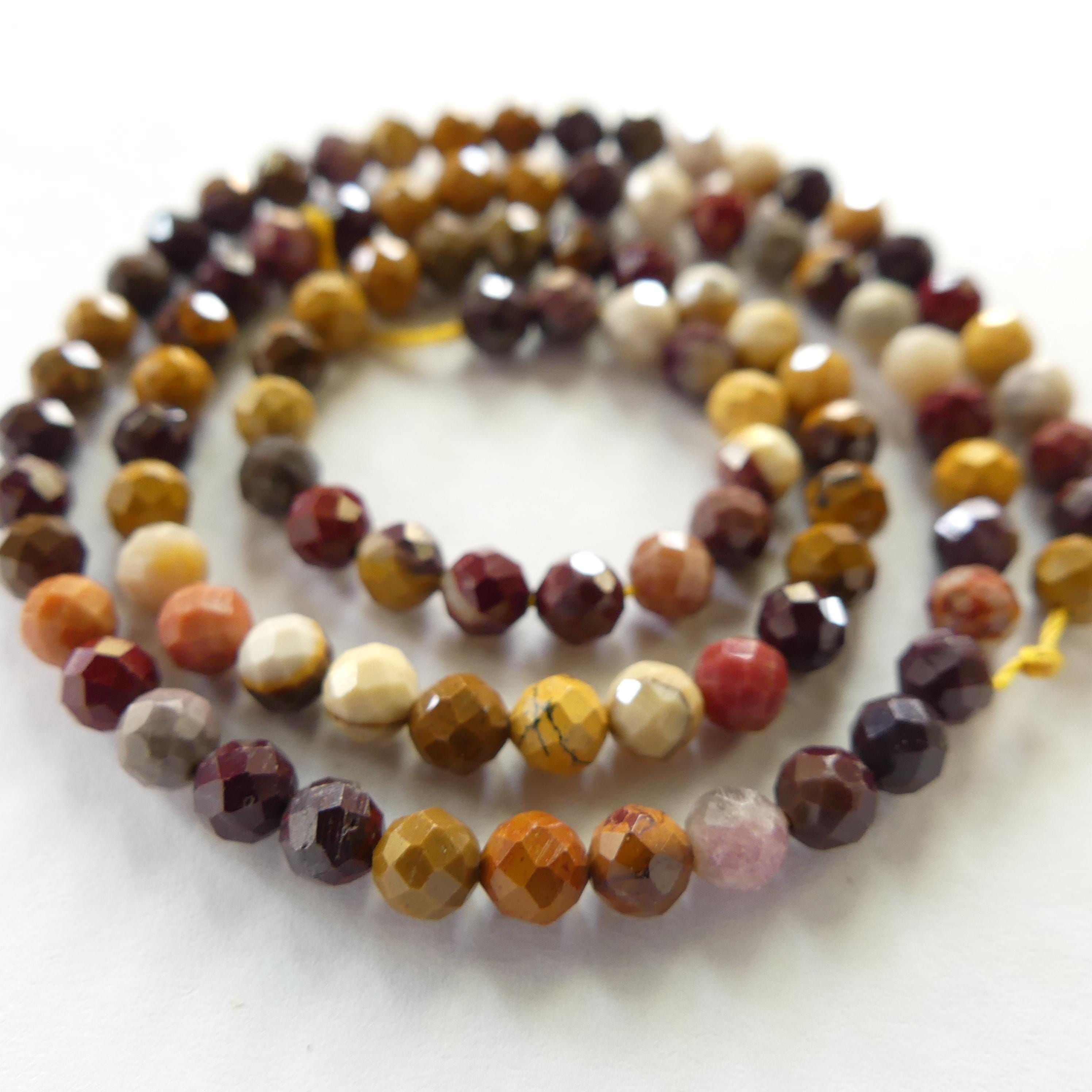 4mm Mookaite Jasper Beads Faceted Genuine Small Earth Tone Jasper Beads 15" Gemstone Beads for Jewelry Making Beading Gift for Crafter