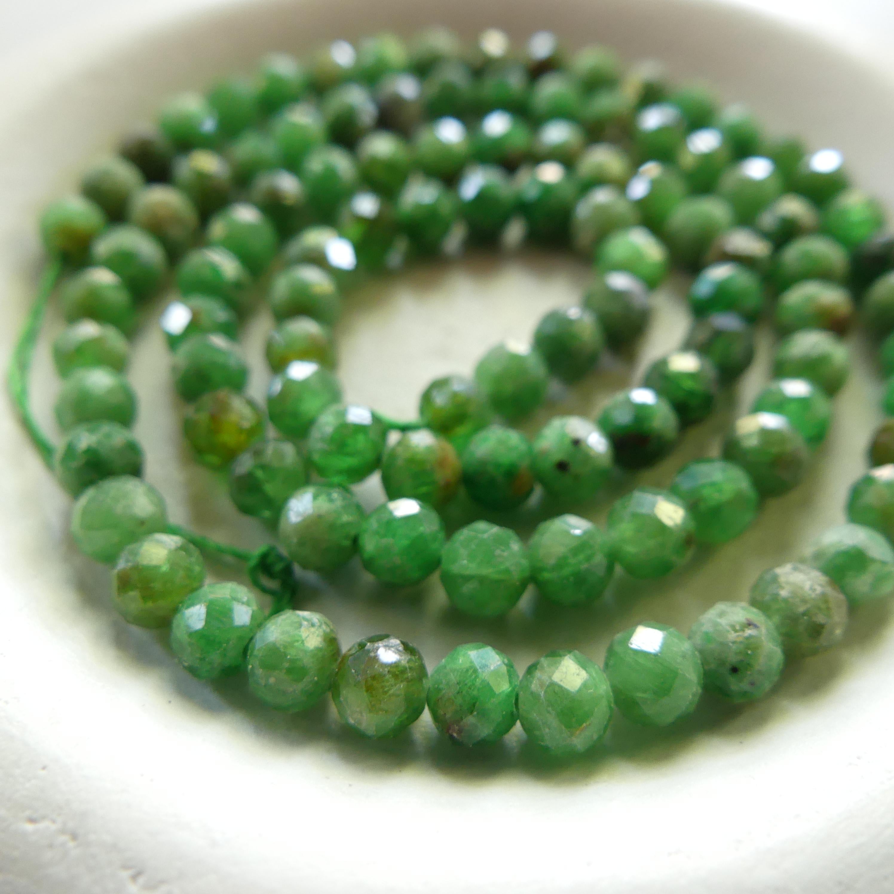 4mm Tsavorite Garnet Beads Faceted Beads 15" Natural Raw Tsavorite Garnet Gemstone Beads Beading Crafter Gift January Birthstone