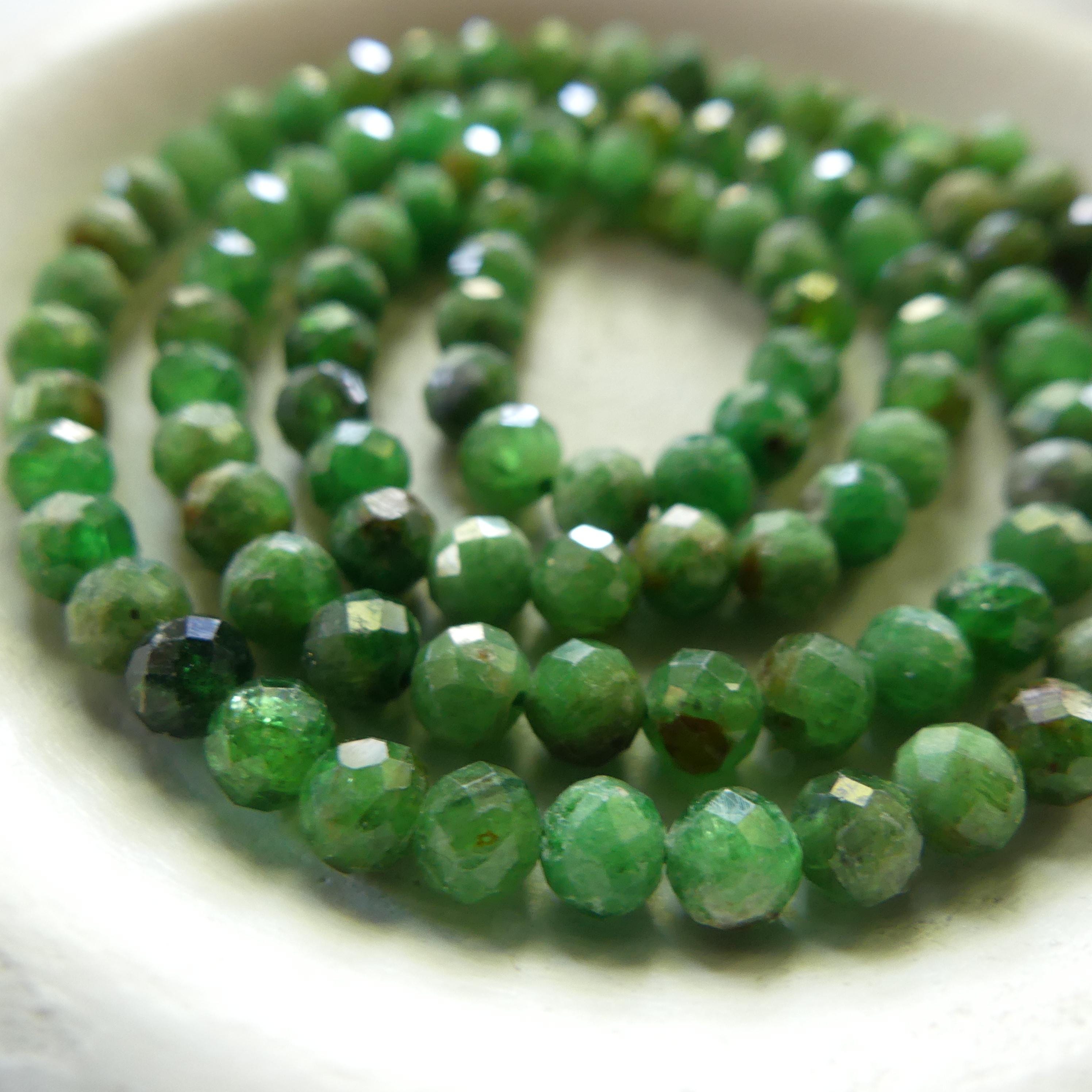 4mm Tsavorite Garnet Beads Faceted Beads 15" Natural Raw Tsavorite Garnet Gemstone Beads Beading Crafter Gift January Birthstone