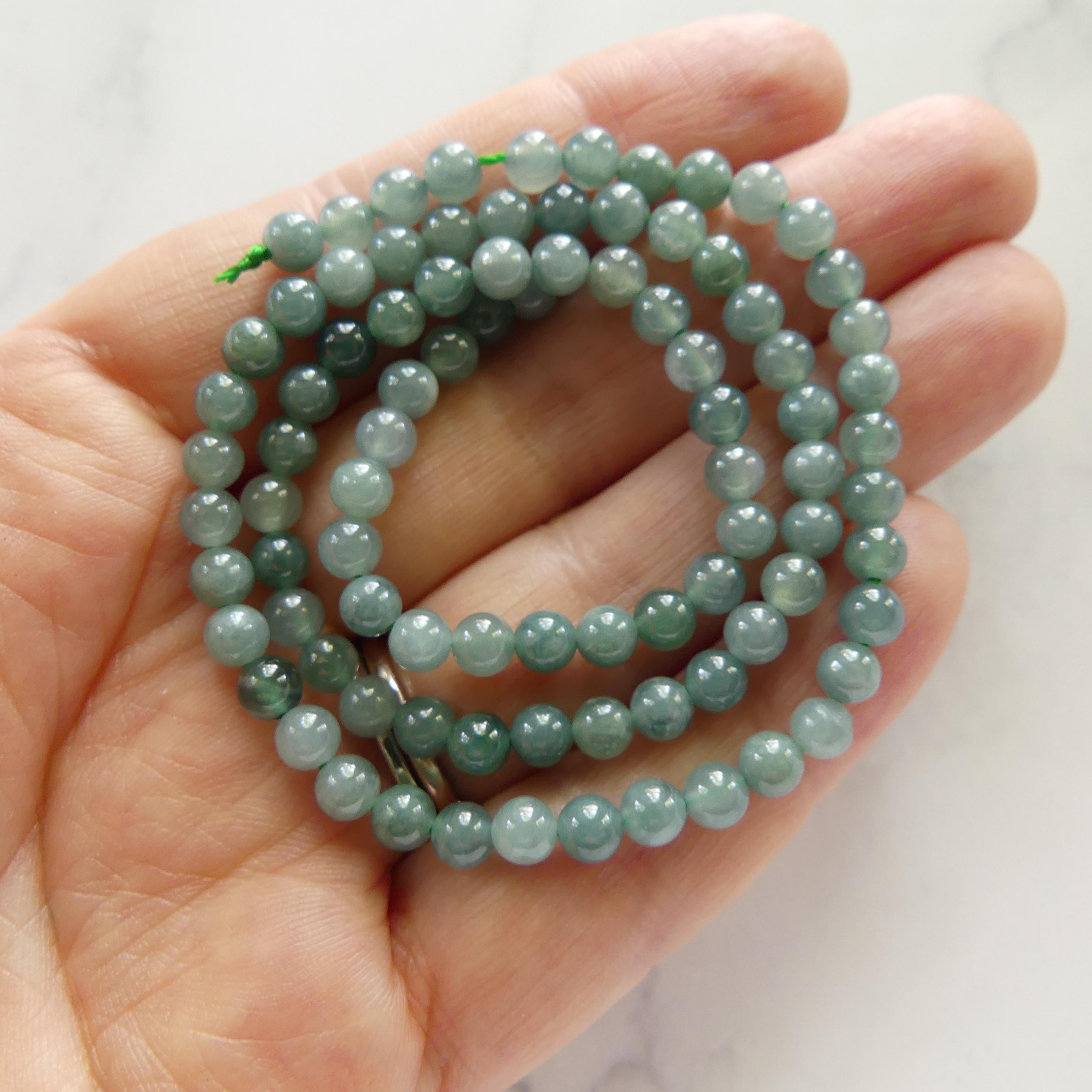 4mm Natural AAA Jade Beads 15" Guatemala Jadeite Genuine Gemstone Beads Natural Burma Jade Dark Green Jewelry Making Beading Craft Gift