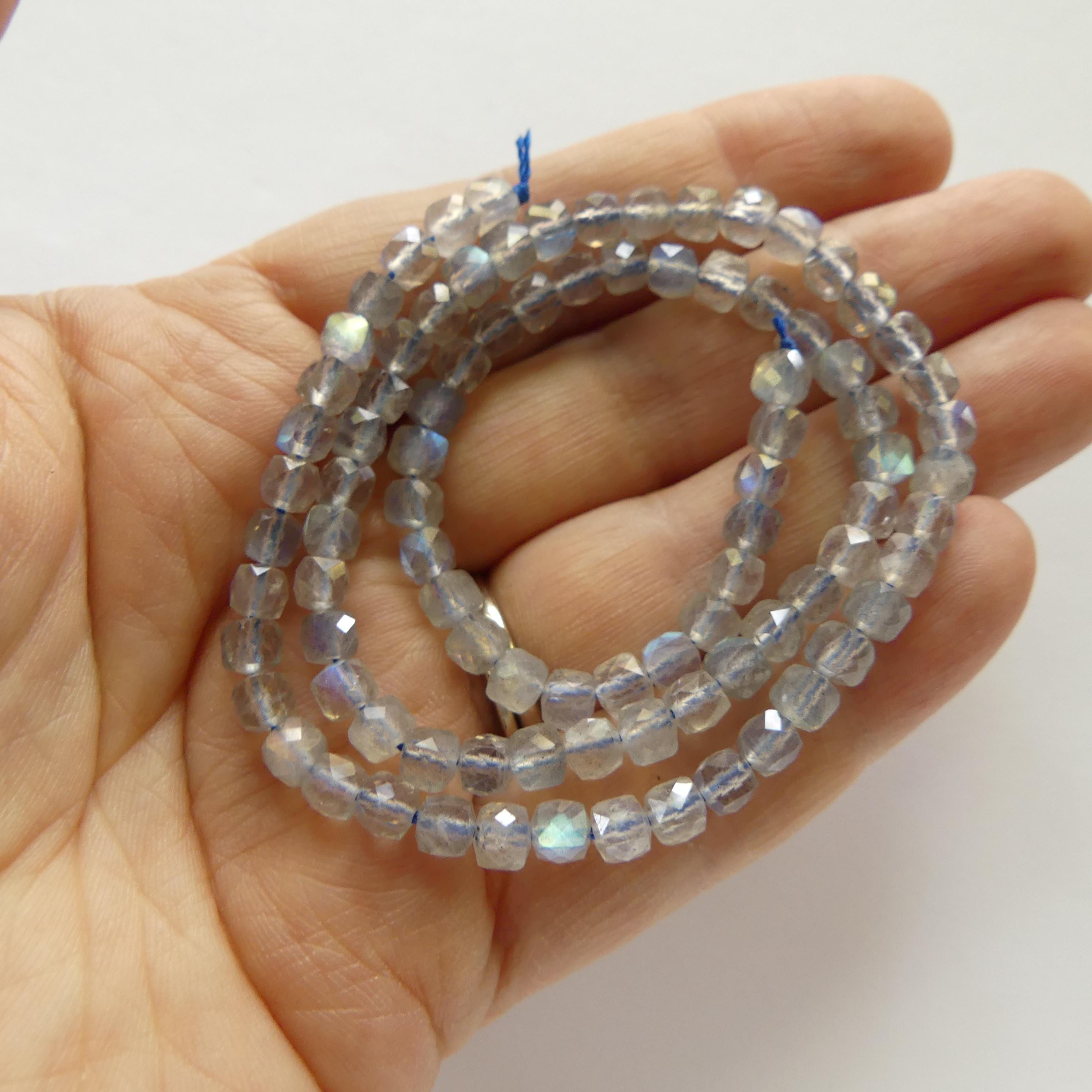 4mm AAA Labradorite Beads Cube Labradorite Genuine Blue Flash Beads 15" Gray Gemstone Beads for DIY Jewelry Making Crafter Gift