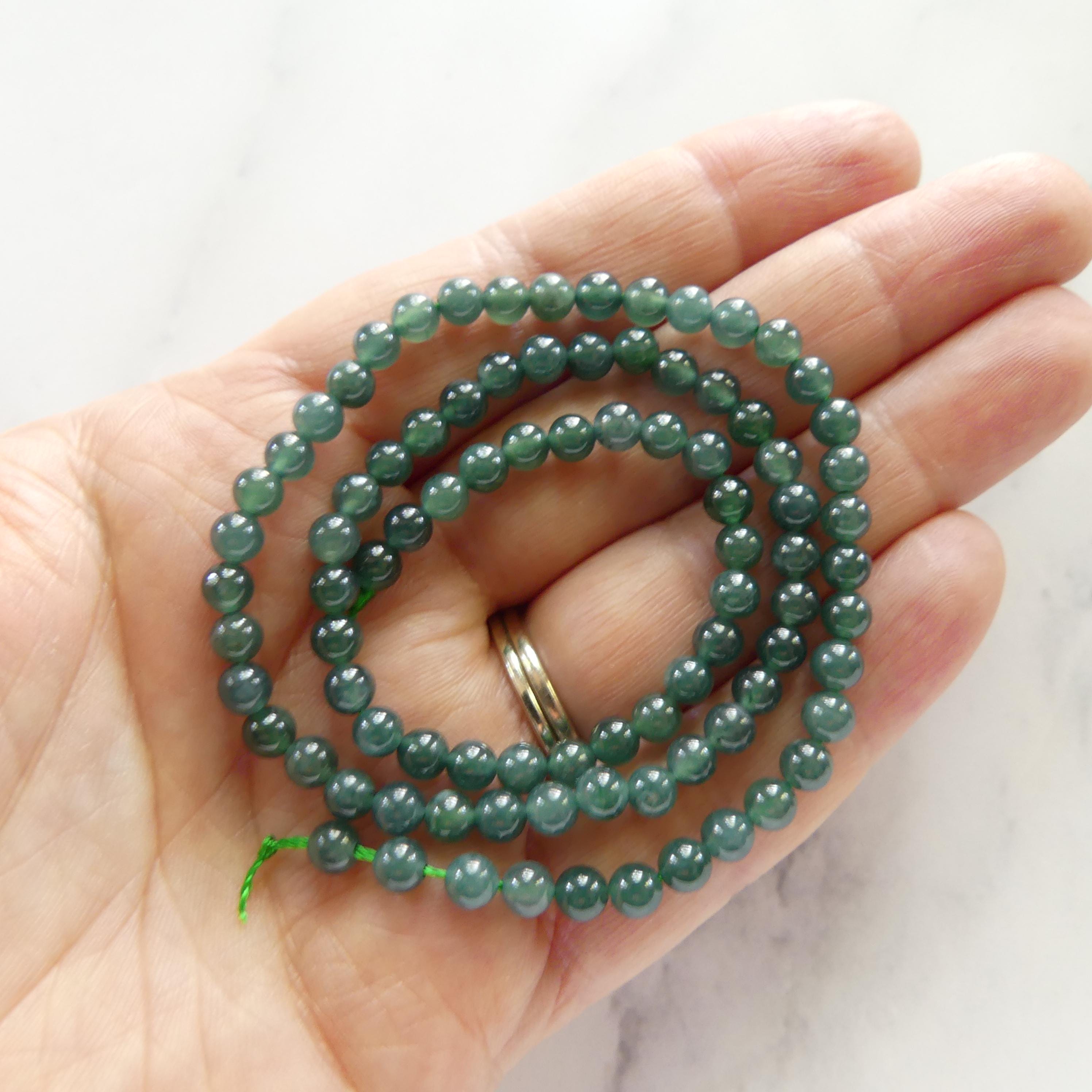 4mm Natural AAA Jade Beads 15" Guatemala Jadeite Genuine Gemstone Beads Natural Burma Jade Dark Green Jewelry Making Beading Craft Gift