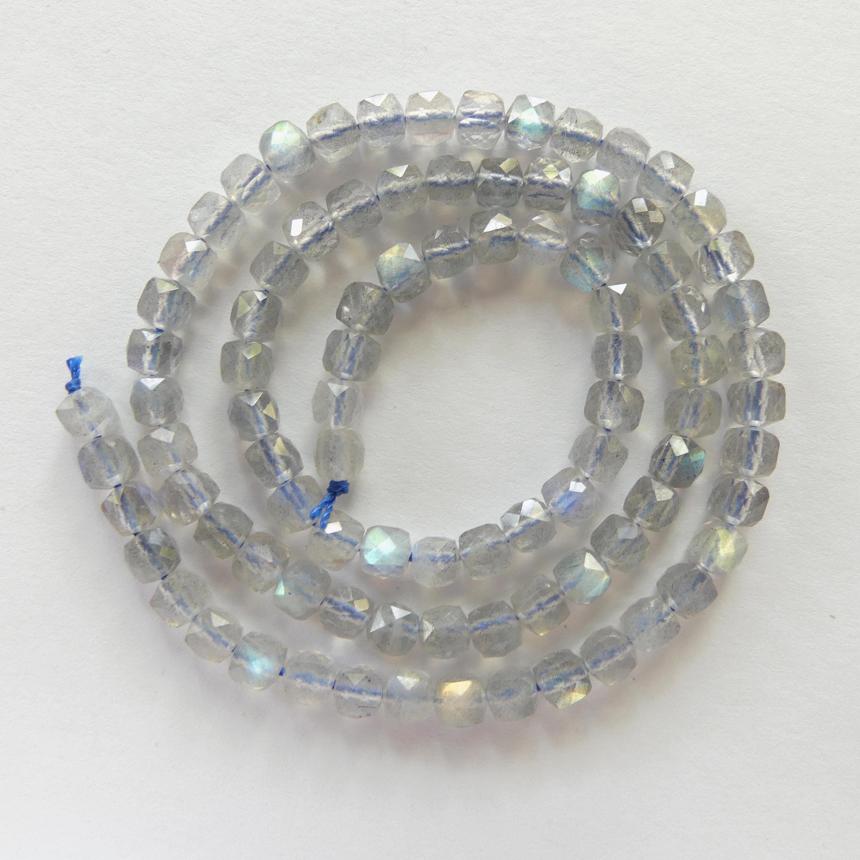 4mm AAA Labradorite Beads Cube Labradorite Genuine Blue Flash Beads 15" Gray Gemstone Beads for DIY Jewelry Making Crafter Gift