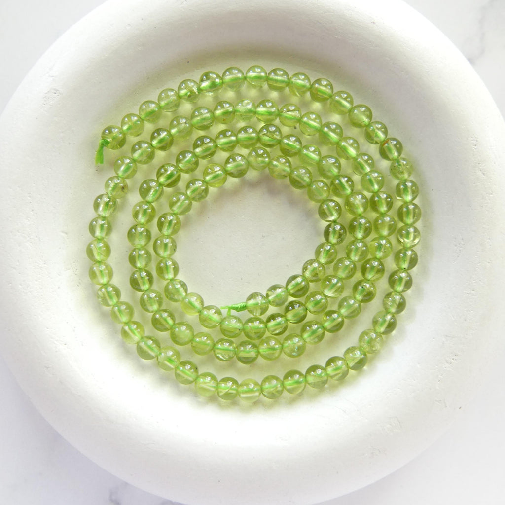 3mm 4mm AAA Peridot Beads Smooth Peridot 15" Transparent Green Gemstone Beads for Jewelry Making Beading Craft Gift August Birthstone Beads