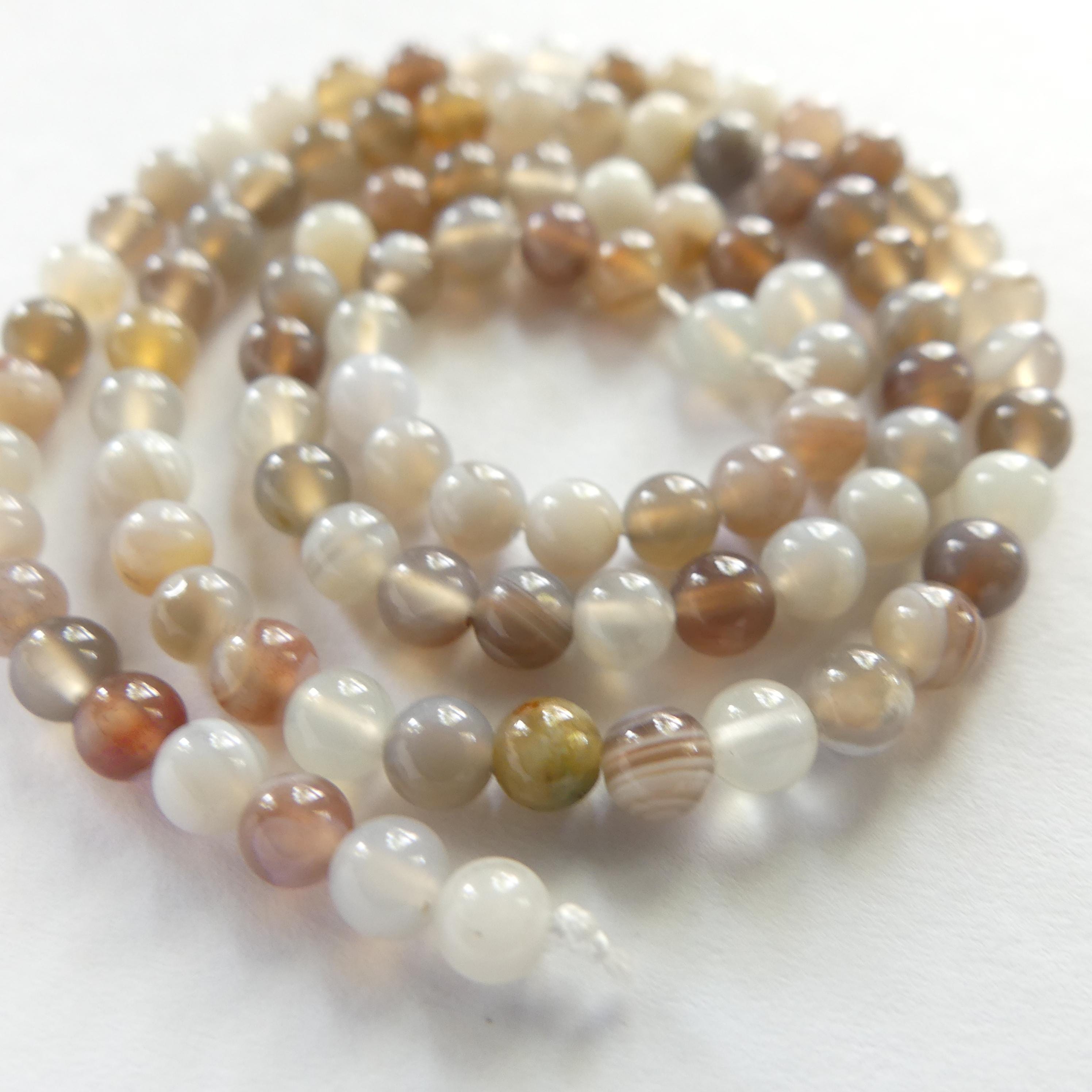 4mm Botswana Agate Beads Smooth Genuine Rare Agate Beads 15" Gemstone Beads Crystal Healing for Jewelry Making Gift for crafter