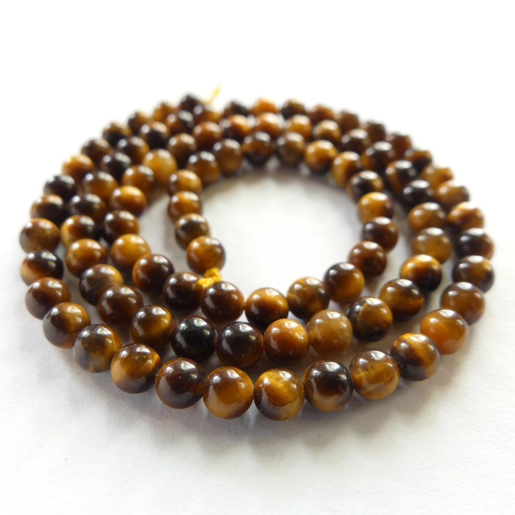 4mm AAA Tigers Eye Beads Smooth Tiger Eye Genuine Tiny Beads 15" Gemstone Beads for Jewelry Making Beading Craft Gift Seed Beads Brown
