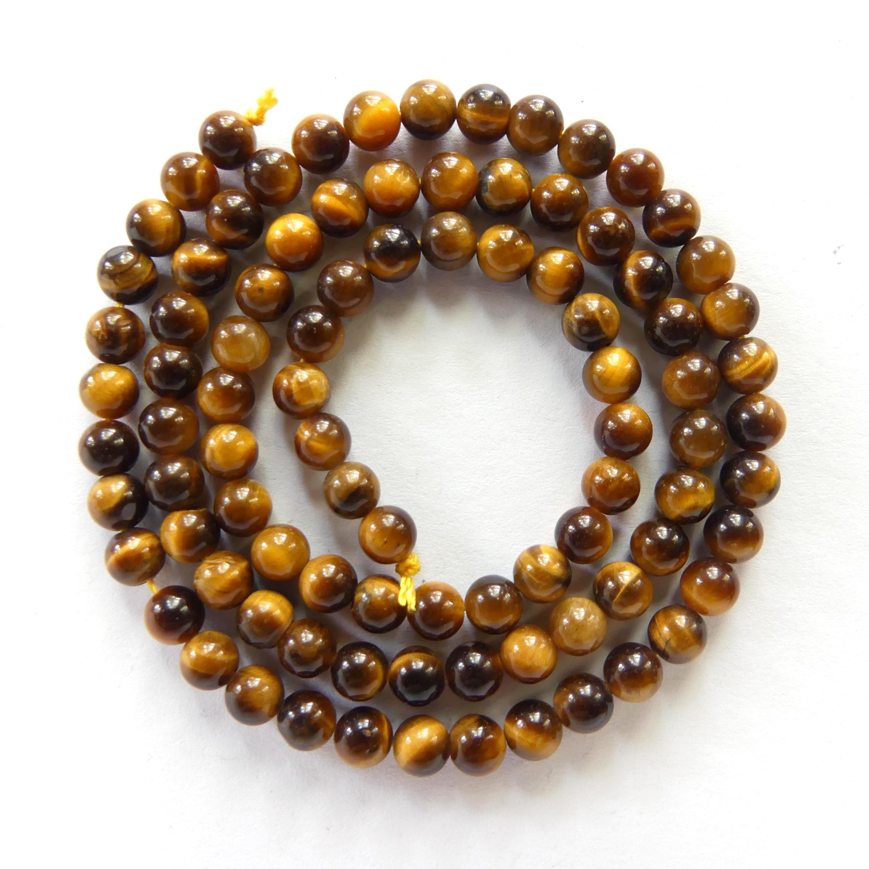 4mm AAA Tigers Eye Beads Smooth Tiger Eye Genuine Tiny Beads 15" Gemstone Beads for Jewelry Making Beading Craft Gift Seed Beads Brown