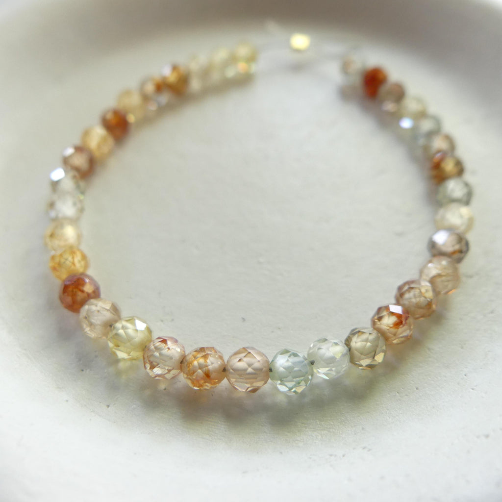 3mm Natural Zircon Faceted Beads Genuine AAA Zircon 4" Transparent Sparkly Gemstone Beads for Jewelry Making