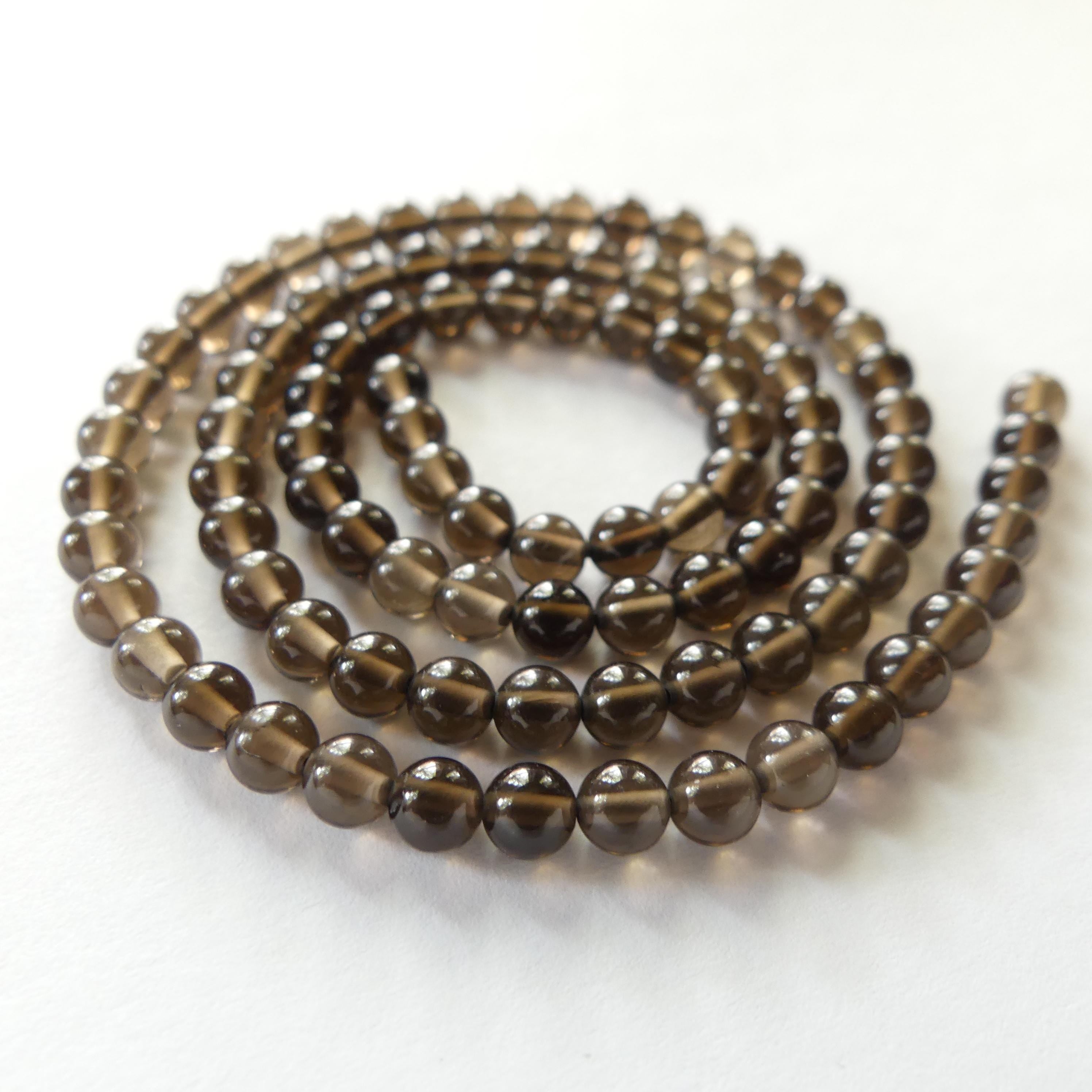 4mm AAA Smoky Quartz Beads Smooth Genuine Beads 15" Transparent Brown Gemstone Beads Beading Crafter Gift
