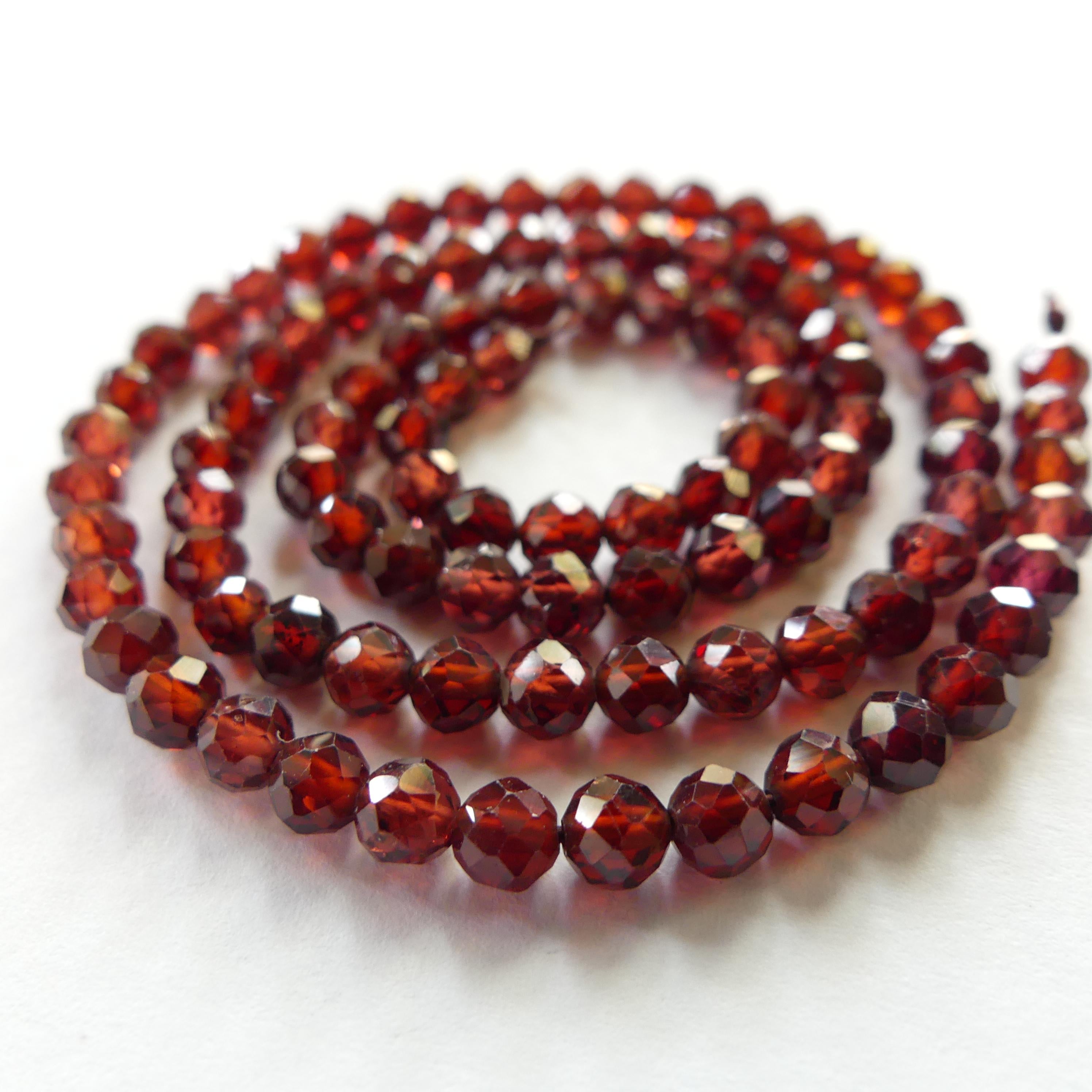 4mm AAA Almandine Garnet Beads Micro Faceted Beads 15" Natural Brown Garnet Gemstone Beads Beading Crafter Gift