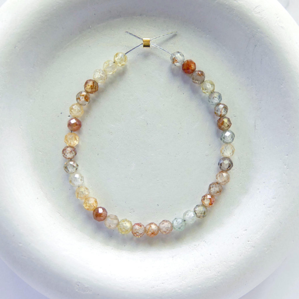 3mm Natural Zircon Faceted Beads Genuine AAA Zircon 4" Transparent Sparkly Gemstone Beads for Jewelry Making