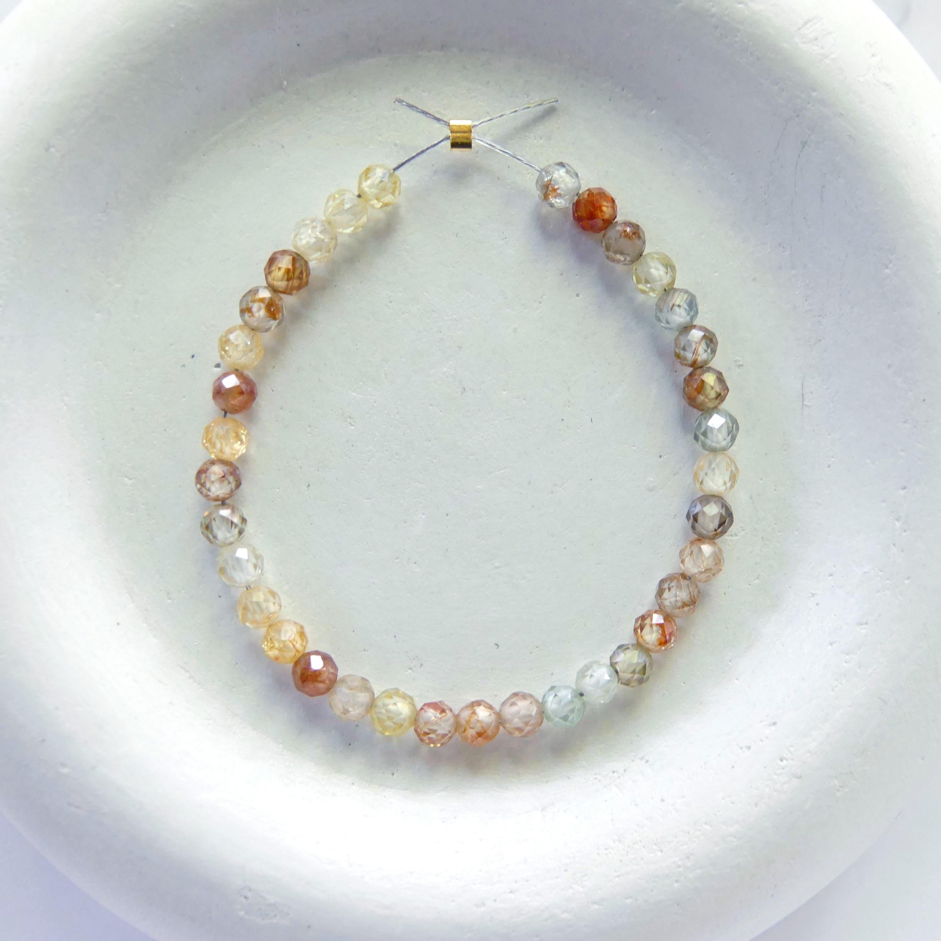 3mm Natural Zircon Faceted Beads Genuine AAA Zircon 4" Transparent Sparkly Gemstone Beads for Jewelry Making