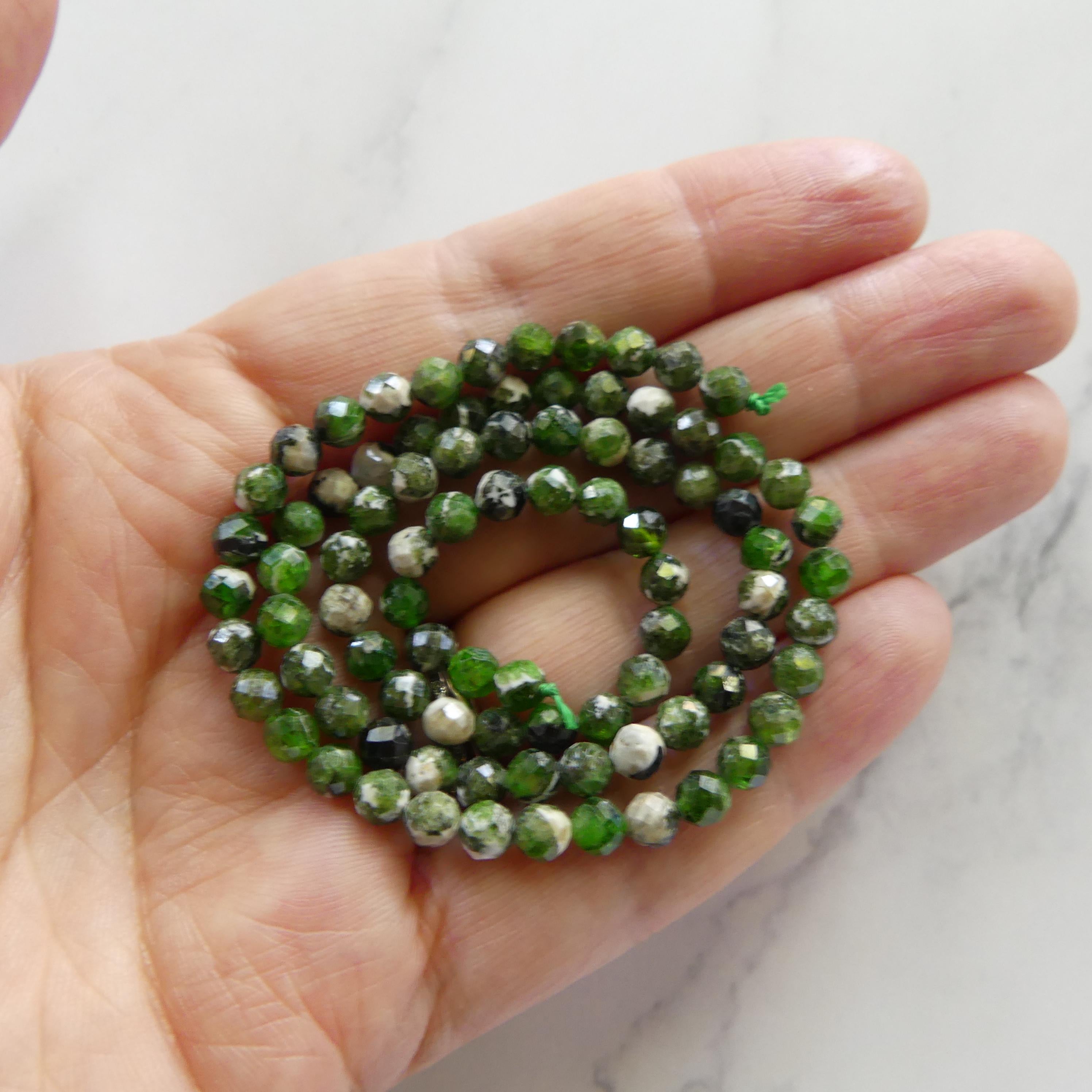 4mm Quartz With Chrome Diopside Beads Genuine Small Emerald Green Crystal Beads 15" Gemstone Beads for Jewelry Making