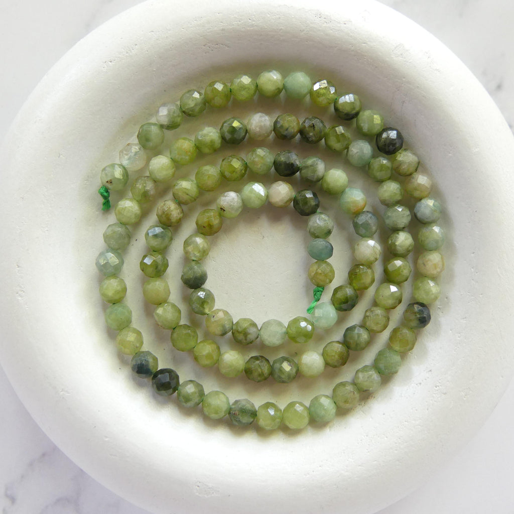 4mm Green Tourmaline Faceted Beads 15" Light Green Tourmaline Gemstone Beads for Jewelry Making Beading Gift Crafter October Birthstone