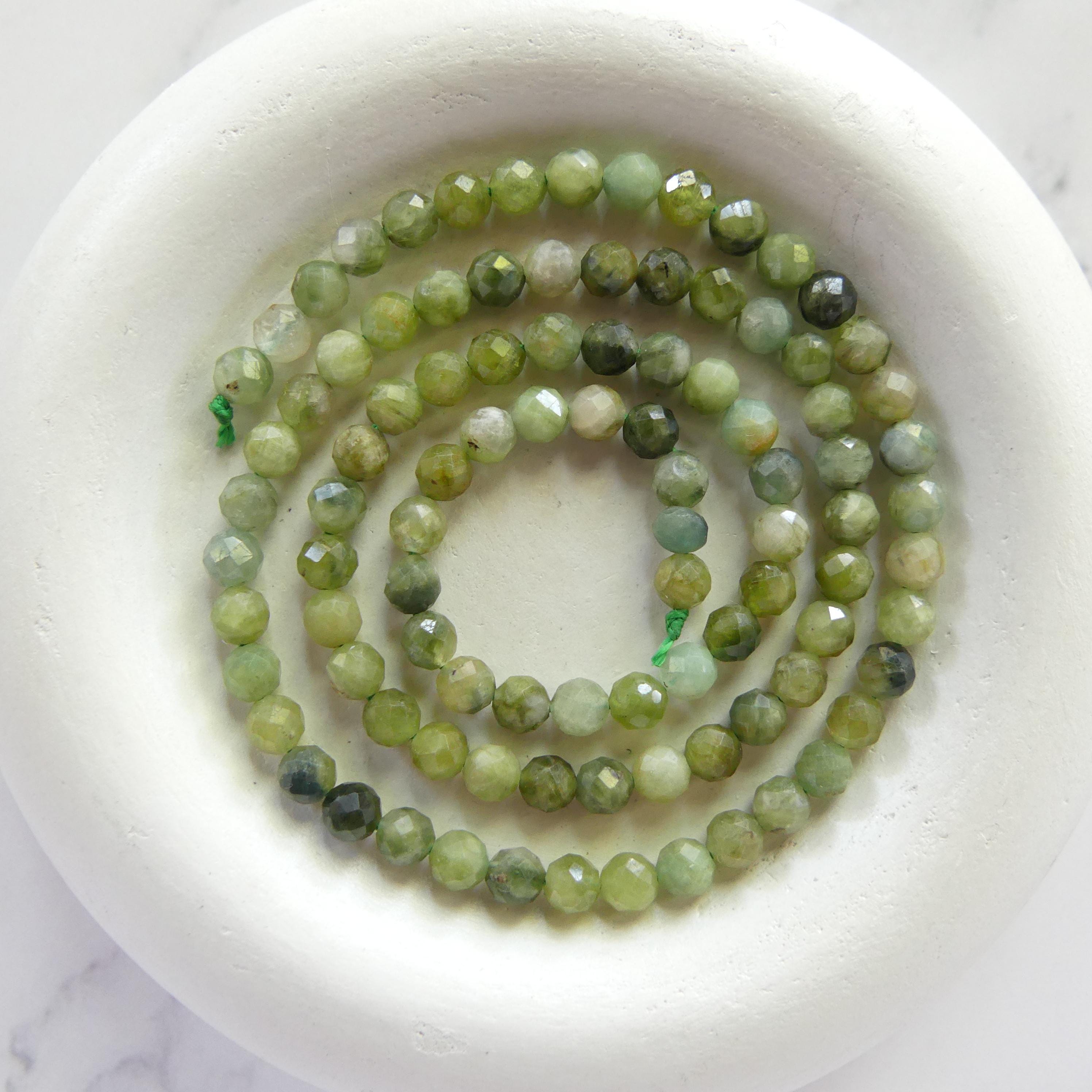 4mm Green Tourmaline Faceted Beads 15" Light Green Tourmaline Gemstone Beads for Jewelry Making Beading Gift Crafter October Birthstone