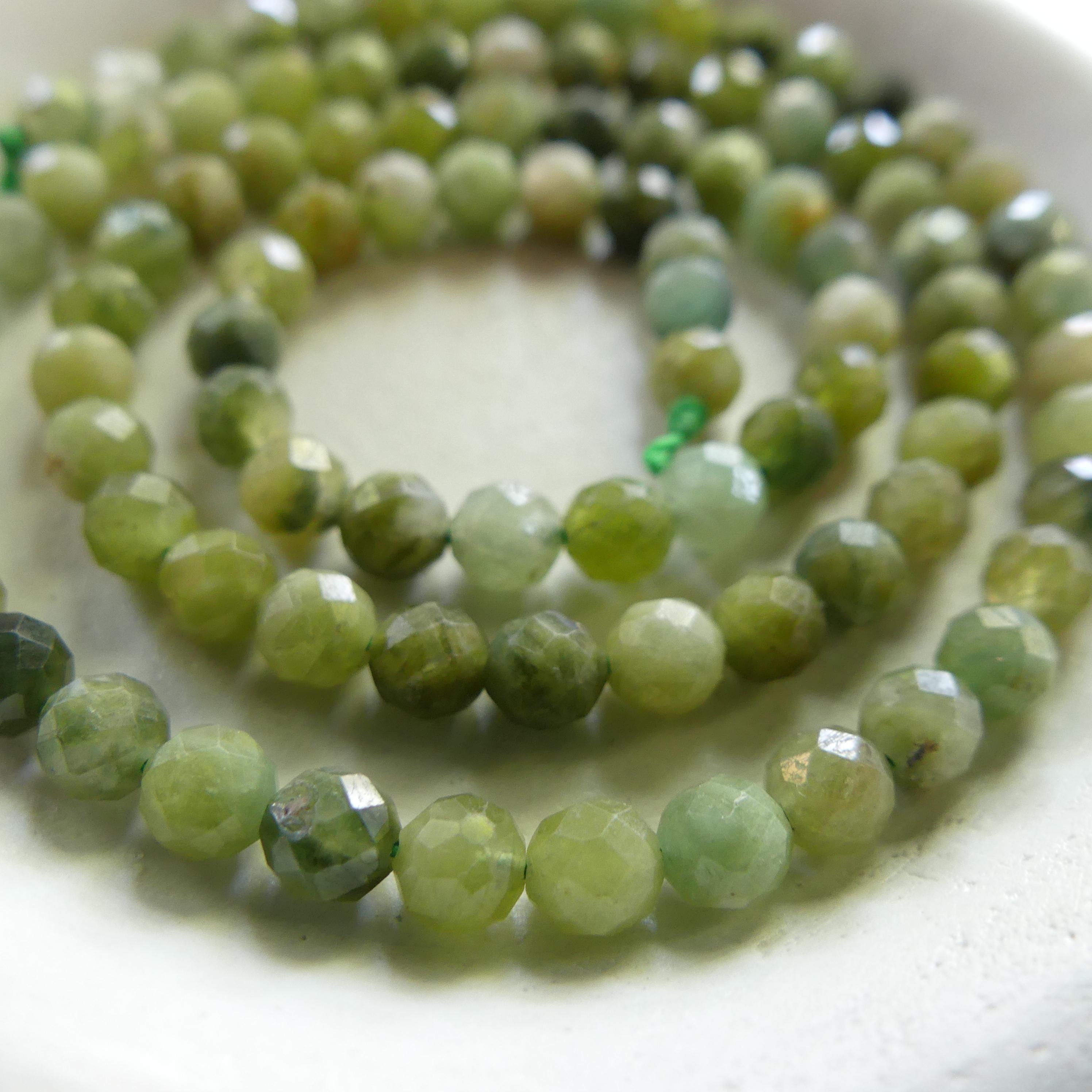 4mm Green Tourmaline Faceted Beads 15" Light Green Tourmaline Gemstone Beads for Jewelry Making Beading Gift Crafter October Birthstone