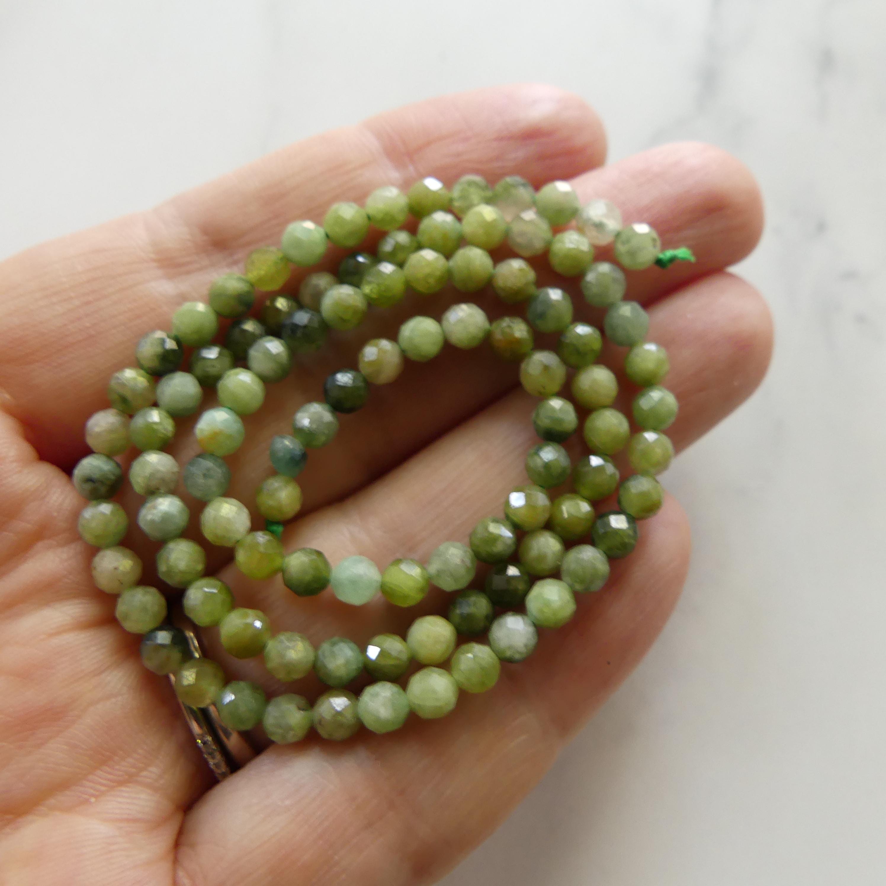 4mm Green Tourmaline Faceted Beads 15" Light Green Tourmaline Gemstone Beads for Jewelry Making Beading Gift Crafter October Birthstone