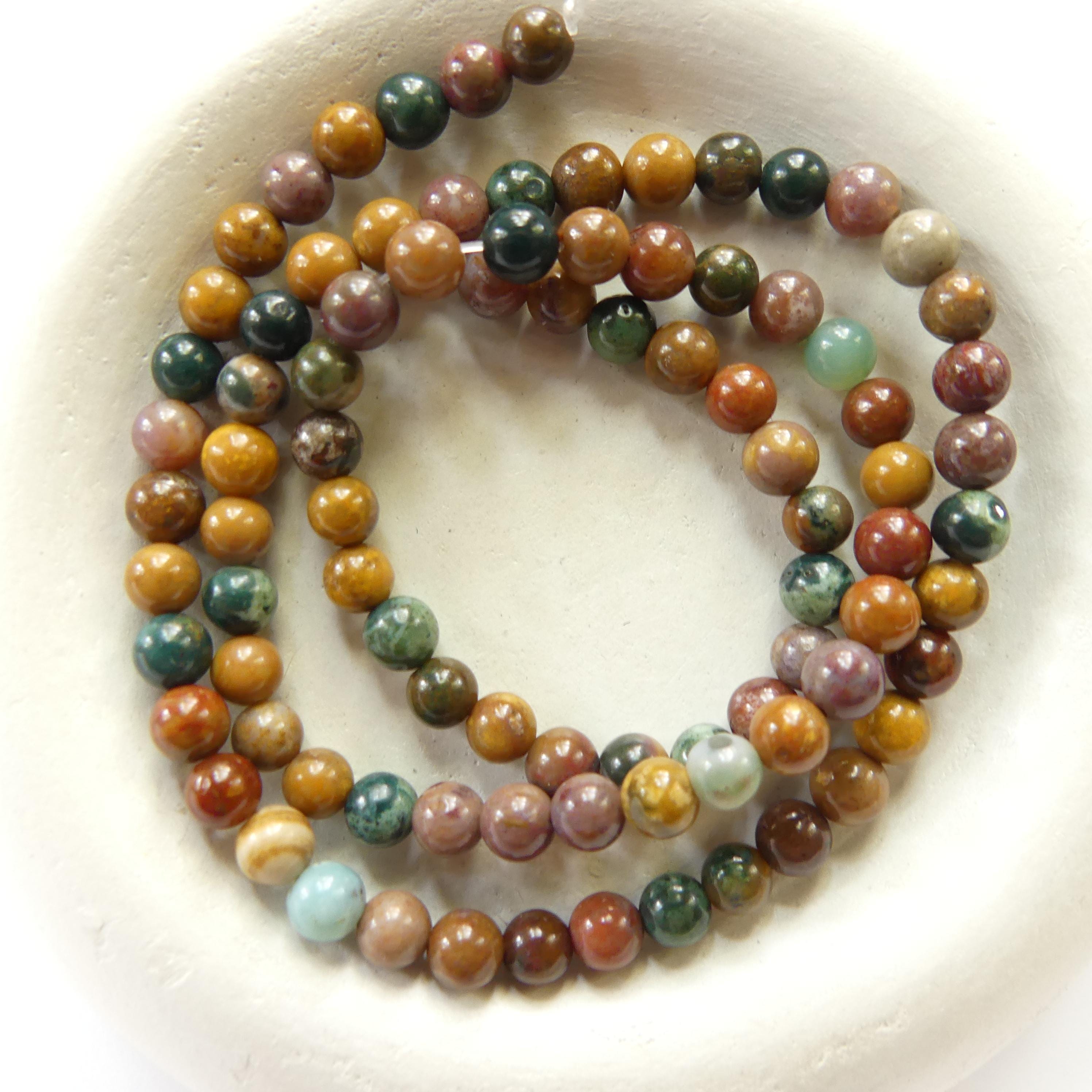 4mm Madagascar Ocean Jasper Beads Smooth Genuine Fancy Jasper Colorful Beads 15" Gemstone Beads for Jewelry Making Gift for Crafters