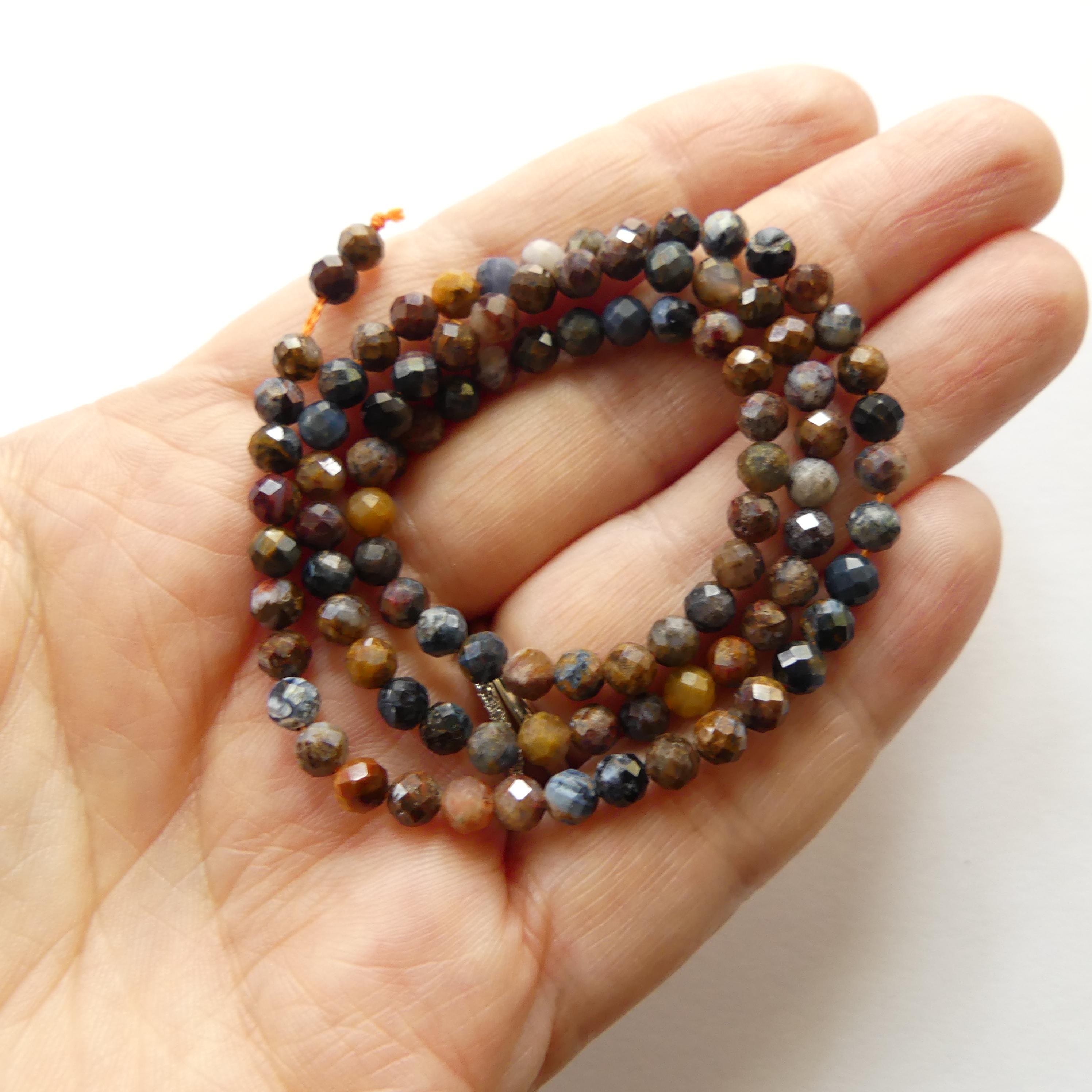 4mm Pietersite Faceted Beads Round Genuine Beads 15" Sparkly Gemstone Beads Crystal for Jewelry Making Crafter Gift