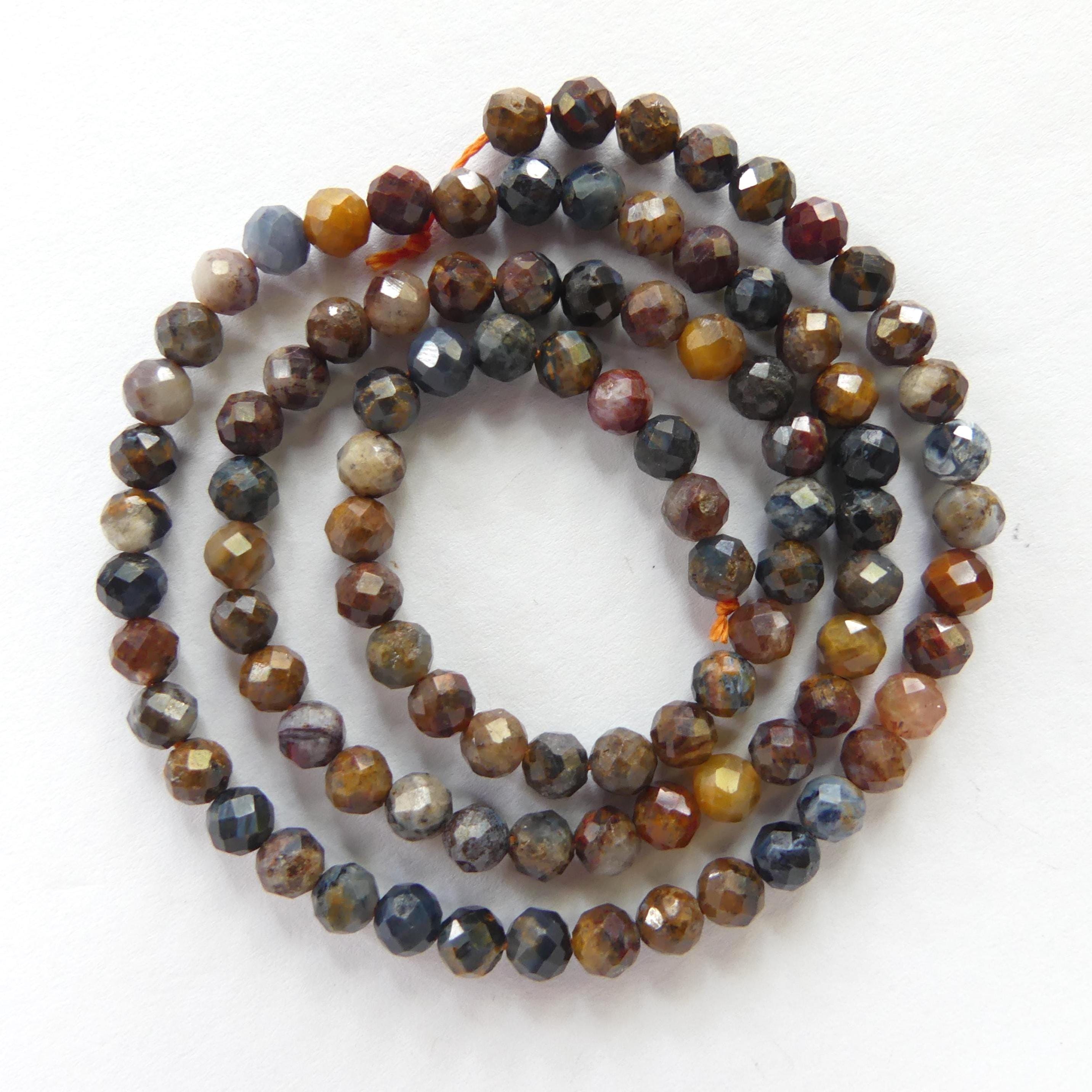 4mm Pietersite Faceted Beads Round Genuine Beads 15" Sparkly Gemstone Beads Crystal for Jewelry Making Crafter Gift