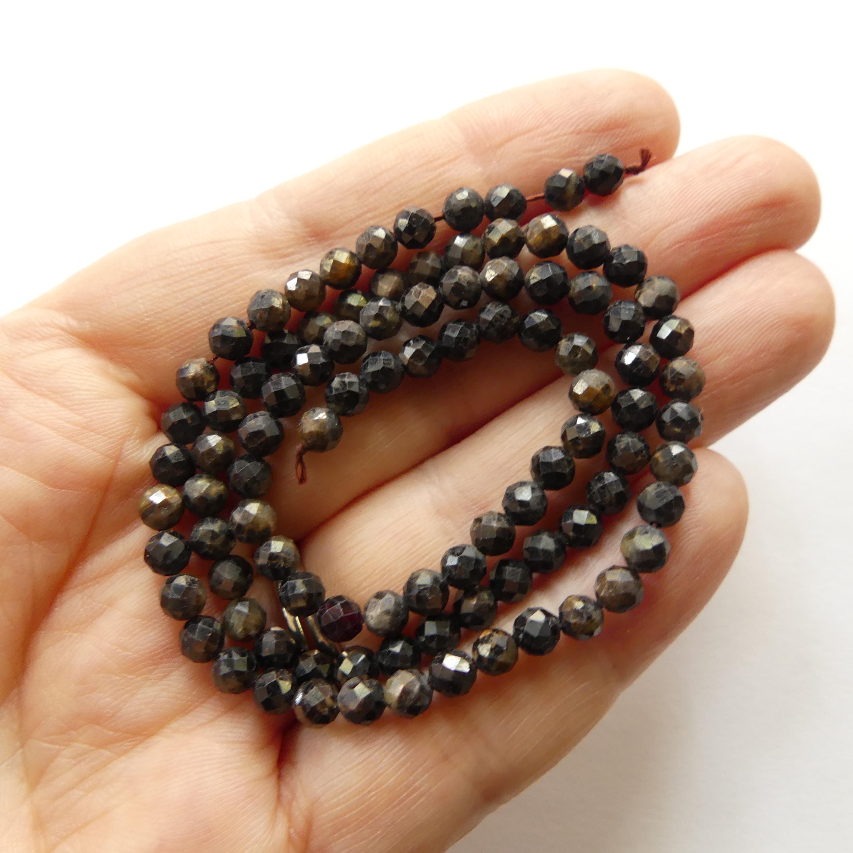 4mm Black Star Sapphire Beads Faceted 15" Raw Black Sapphire Genuine Gemstone Beads Jewelry Making Beading Craft Gift September Birthstone