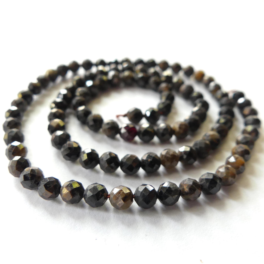 4mm Black Star Sapphire Beads Faceted 15" Raw Black Sapphire Genuine Gemstone Beads Jewelry Making Beading Craft Gift September Birthstone