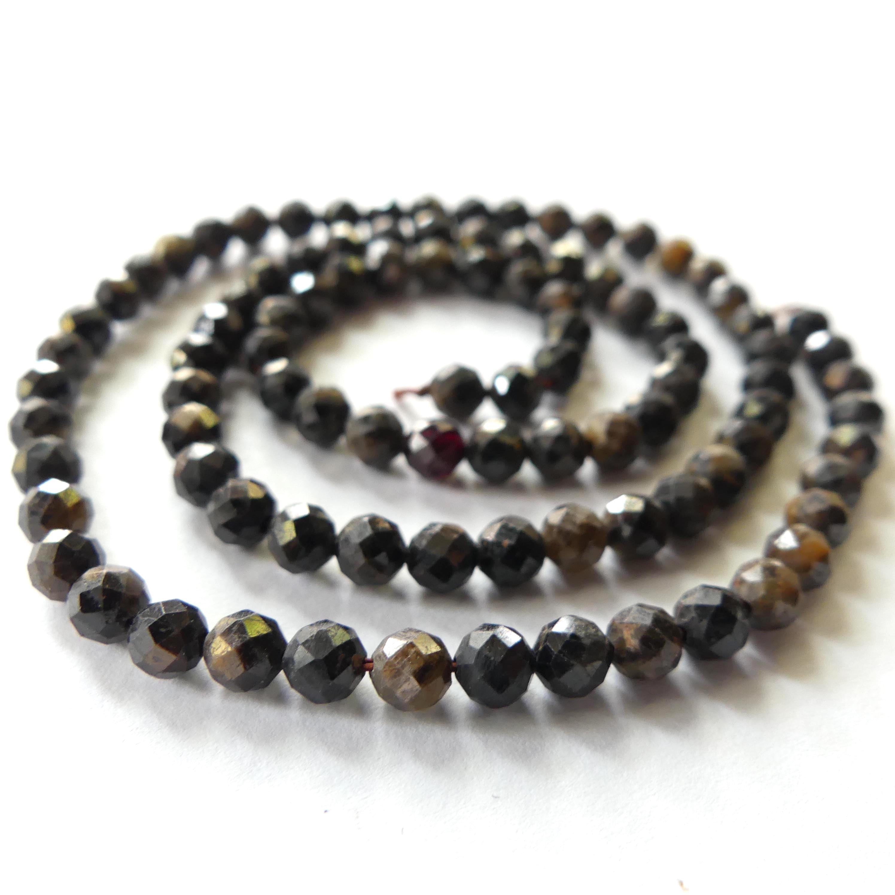 4mm Black Star Sapphire Beads Faceted 15" Raw Black Sapphire Genuine Gemstone Beads Jewelry Making Beading Craft Gift September Birthstone