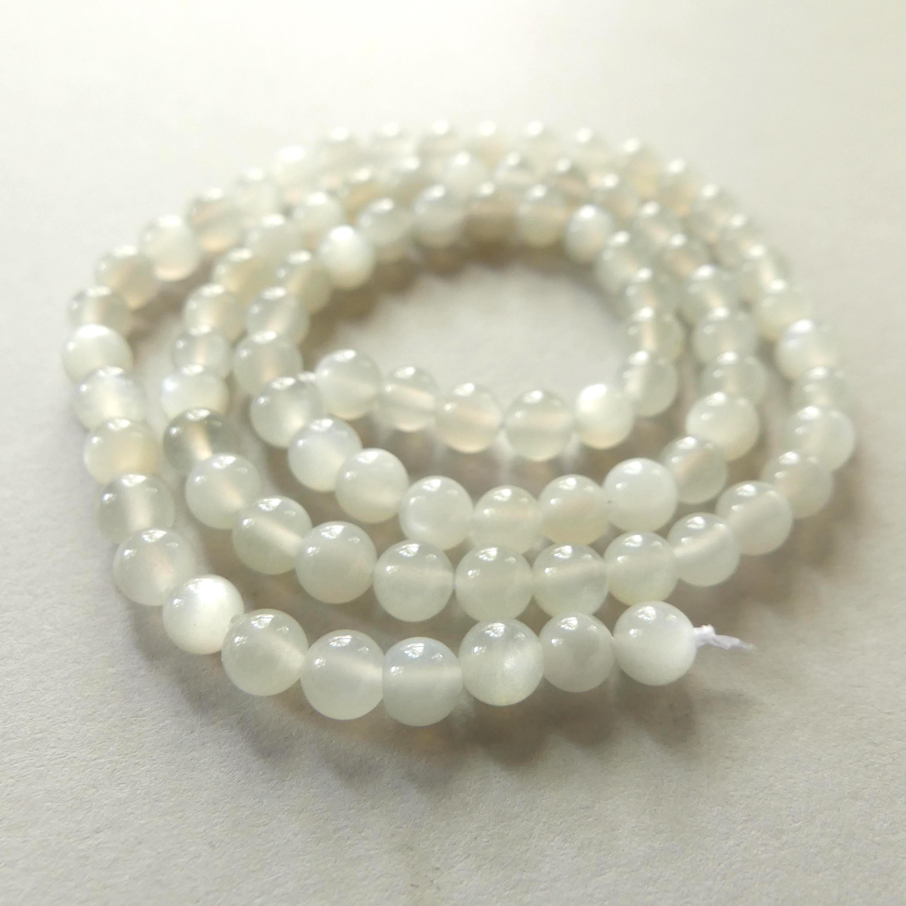 4mm AAA White Moonstone Smooth Beads 15" Gemstone Beads Beading Crafter Gift June Birthstone DIY Jewelry Seed Beads