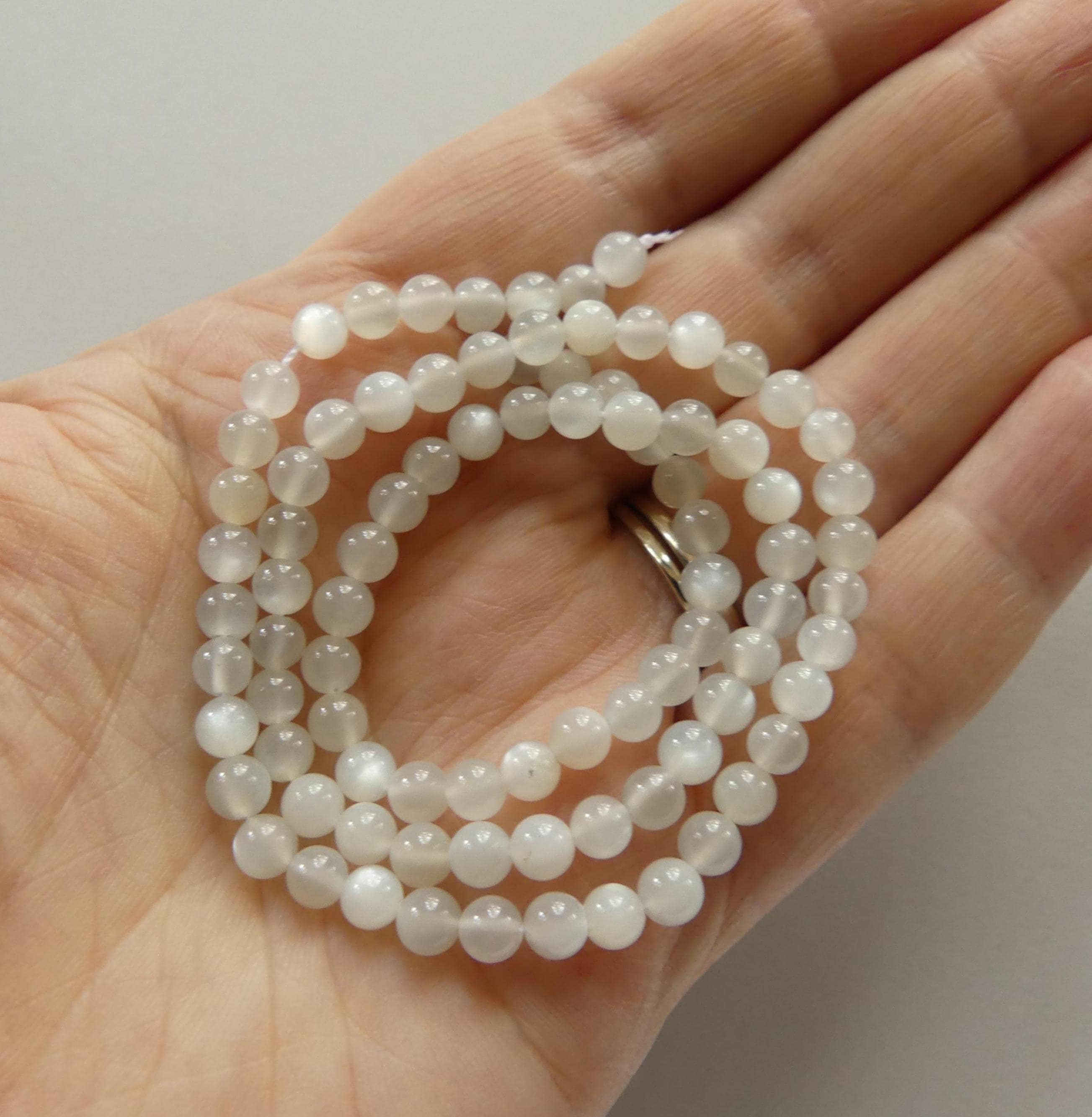 4mm AAA White Moonstone Smooth Beads 15" Gemstone Beads Beading Crafter Gift June Birthstone DIY Jewelry Seed Beads