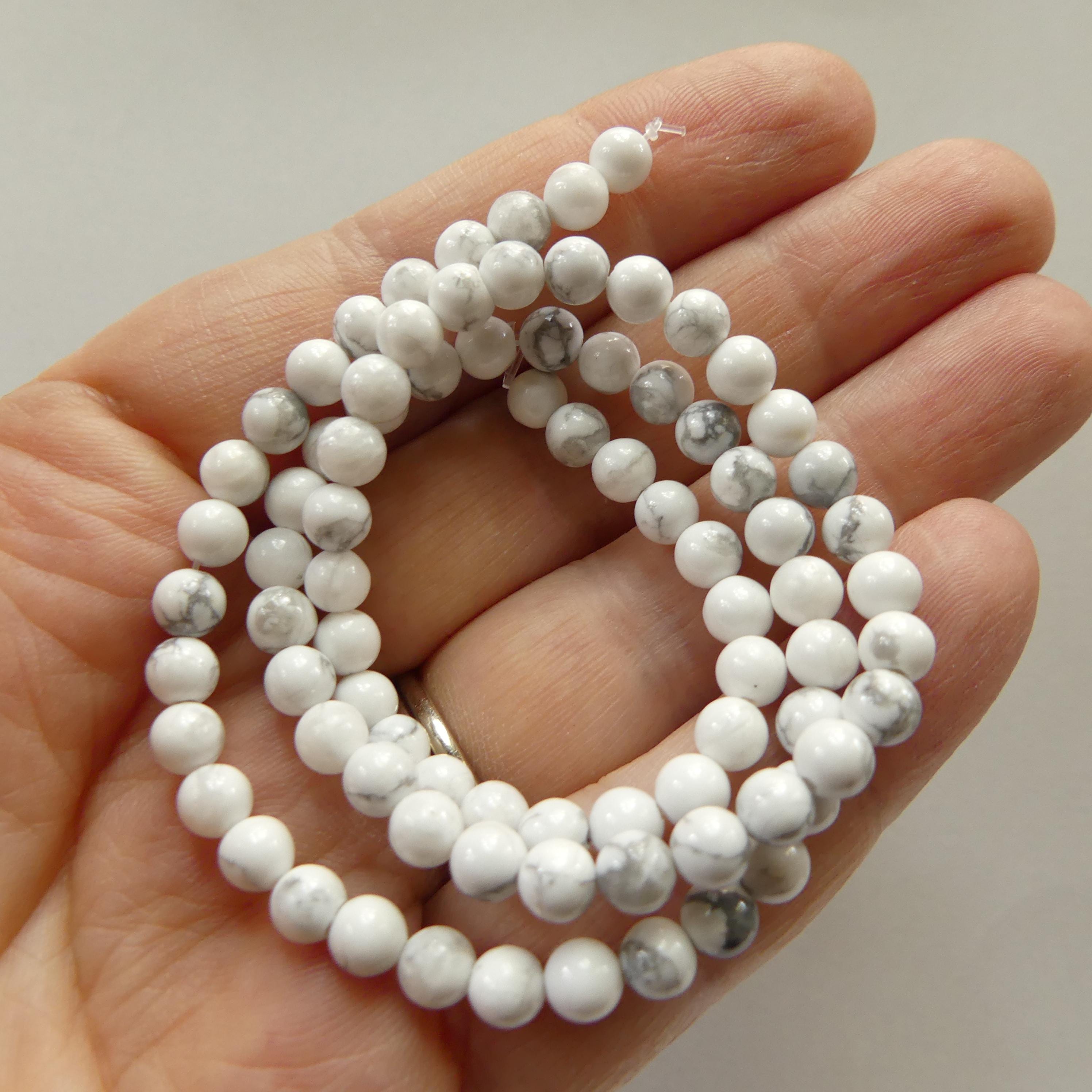 4mm 5mm Howlite Beads Smooth Beads 15" Natural White Turquoise Gemstone Beads Beading Crafter Gift DIY Jewelry