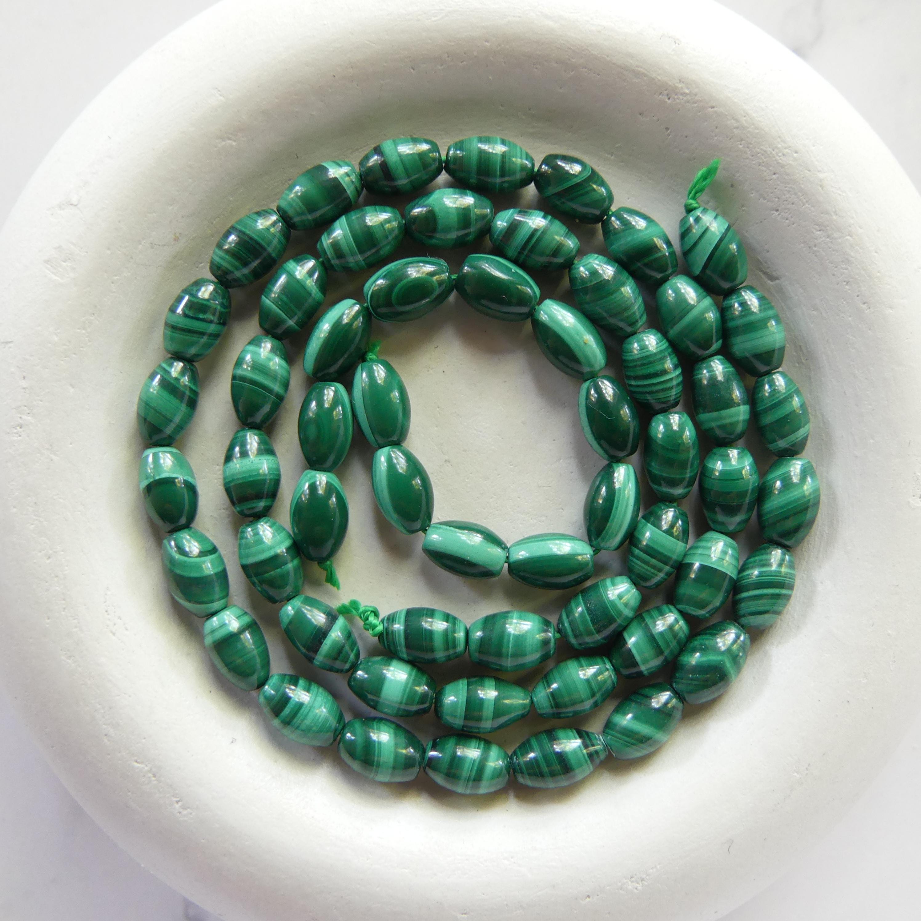 4x6mm Malachite Oval Beads Smooth 15" Vivid Green Malachite Gemstone Beads for Jewelry Making Beading Gift Crafter DIY Necklace