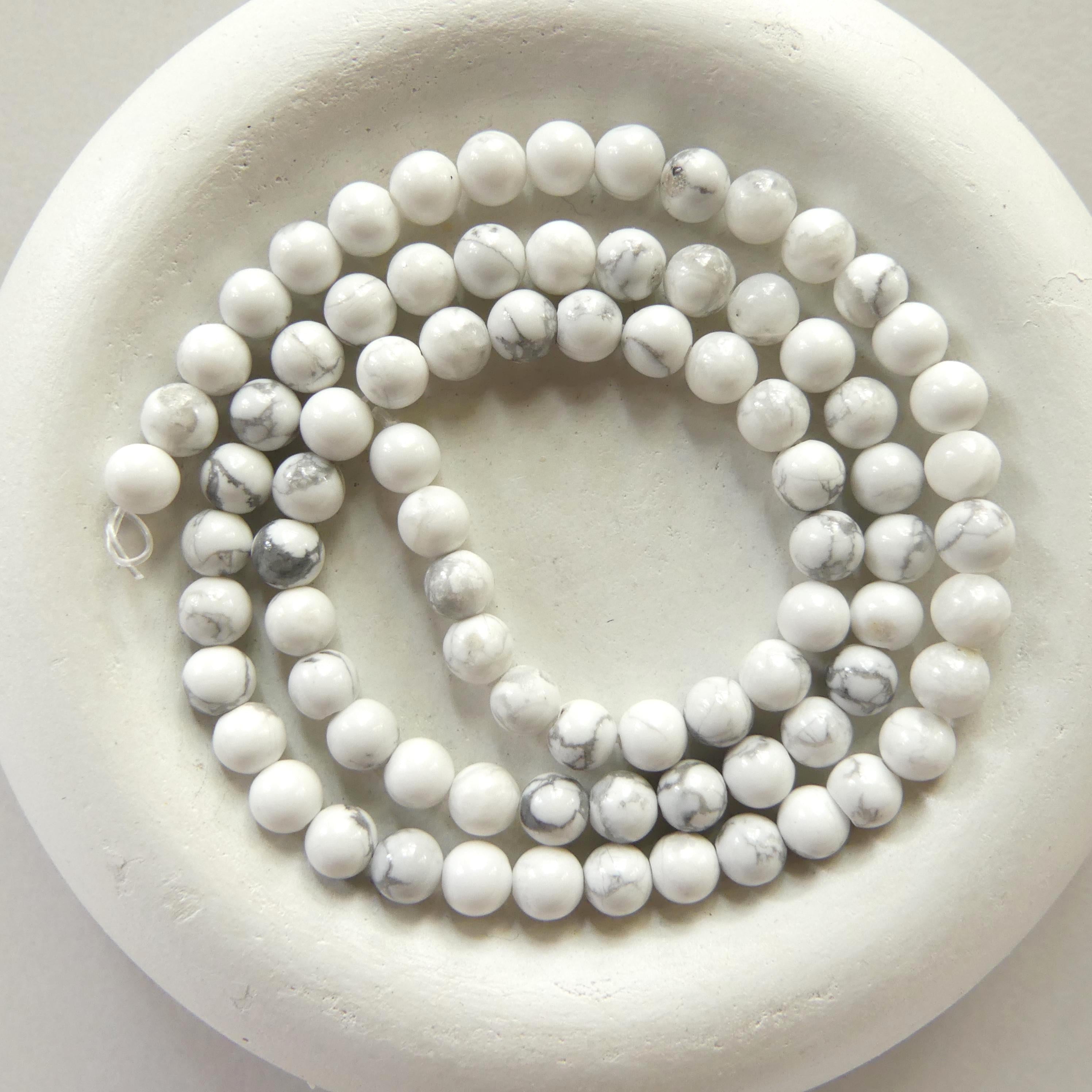4mm 5mm Howlite Beads Smooth Beads 15" Natural White Turquoise Gemstone Beads Beading Crafter Gift DIY Jewelry
