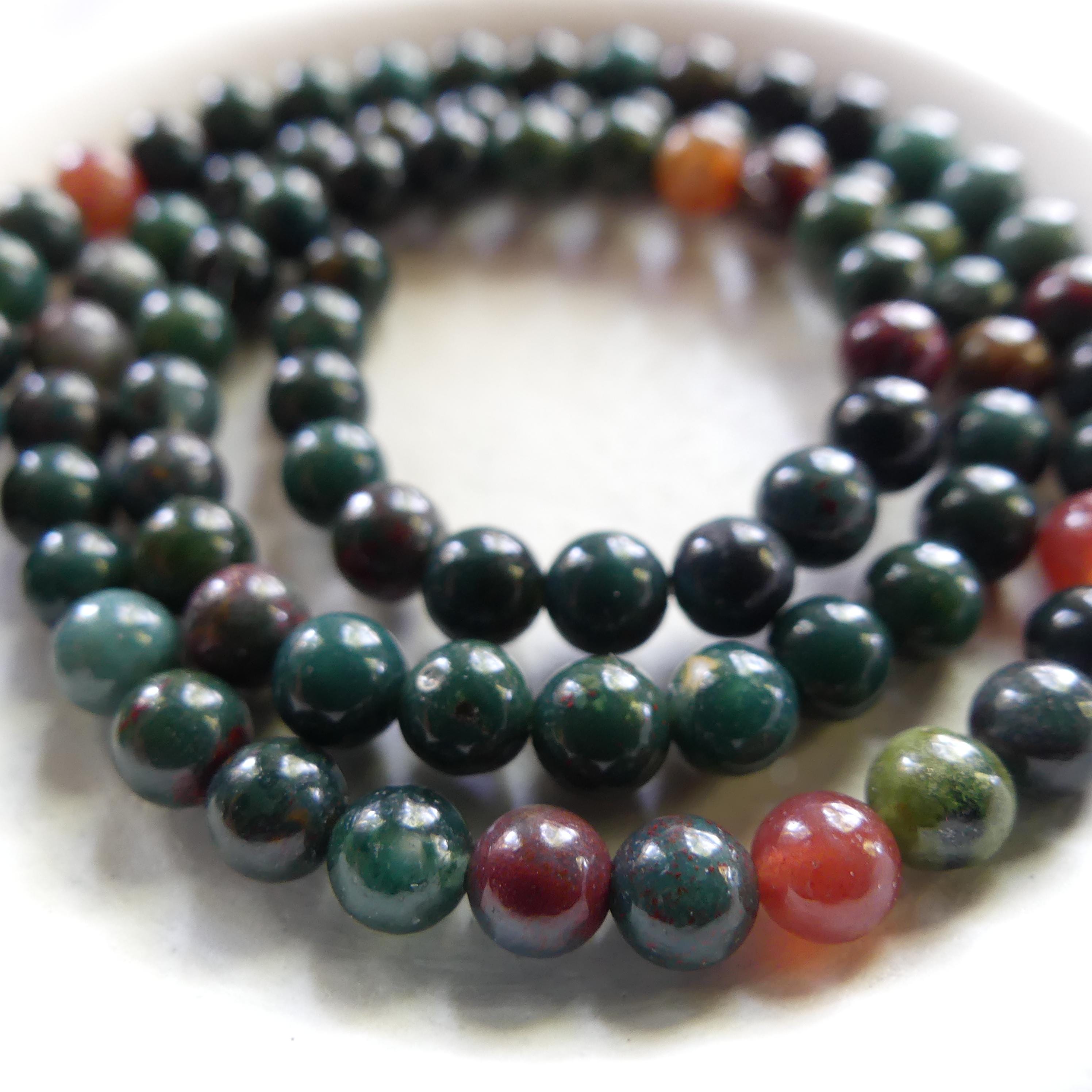4mm 5mm Bloodstone Smooth Beads Genuine Bloodstone Beads 15" Gemstone Beads for DIY Jewelry Making Gift for Crafter