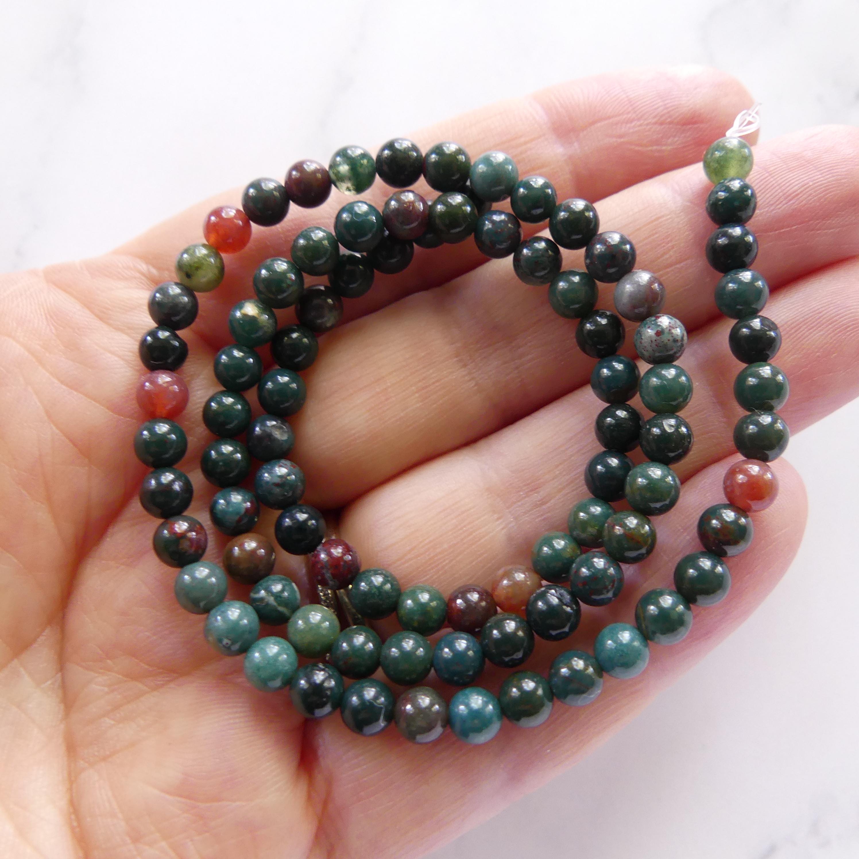 4mm 5mm Bloodstone Smooth Beads Genuine Bloodstone Beads 15" Gemstone Beads for DIY Jewelry Making Gift for Crafter