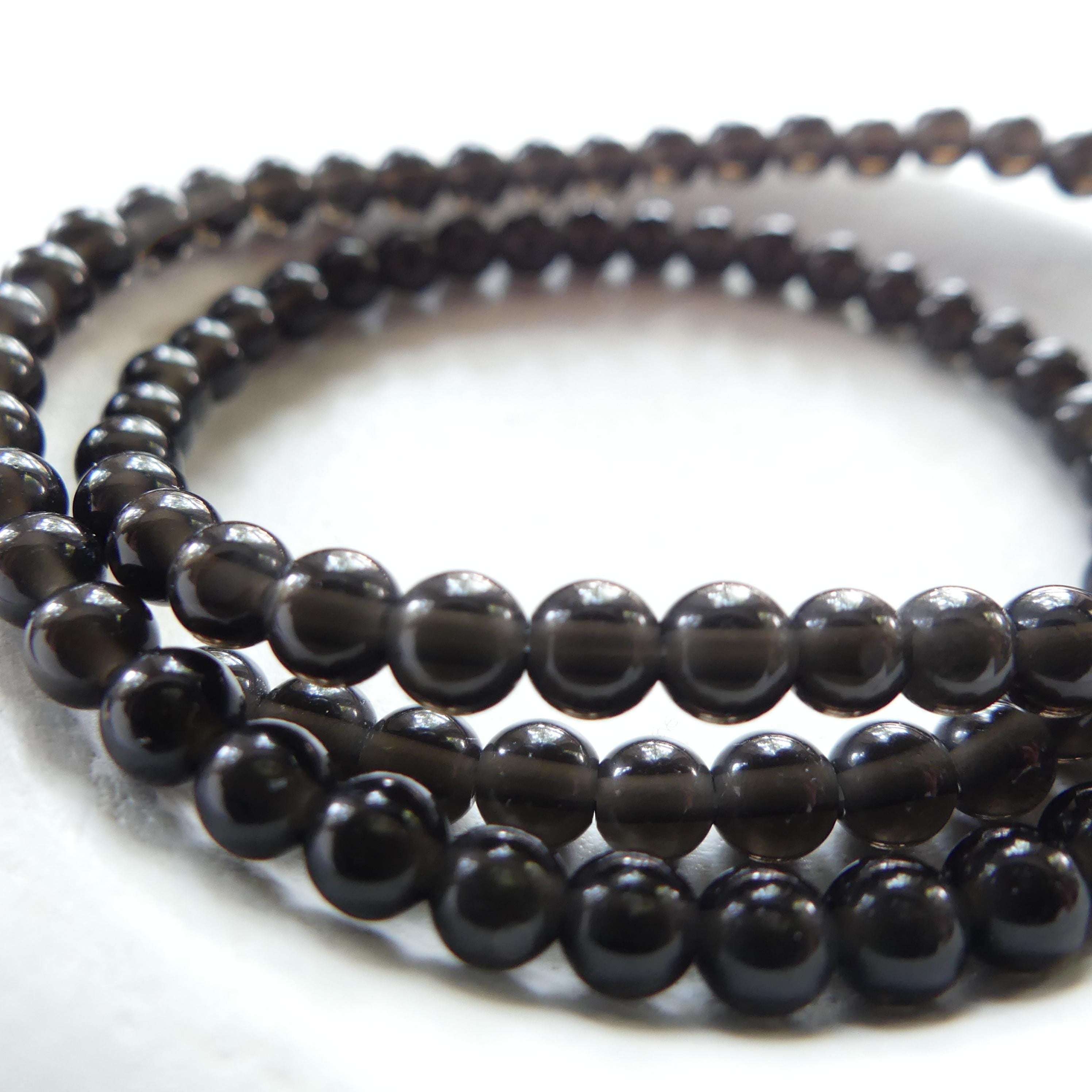 4mm Black Obsidian Smooth Beads Black Obsidian Genuine Beads 15" Gemstone Beads Beading Crafter Gift DIY Jewelry Making