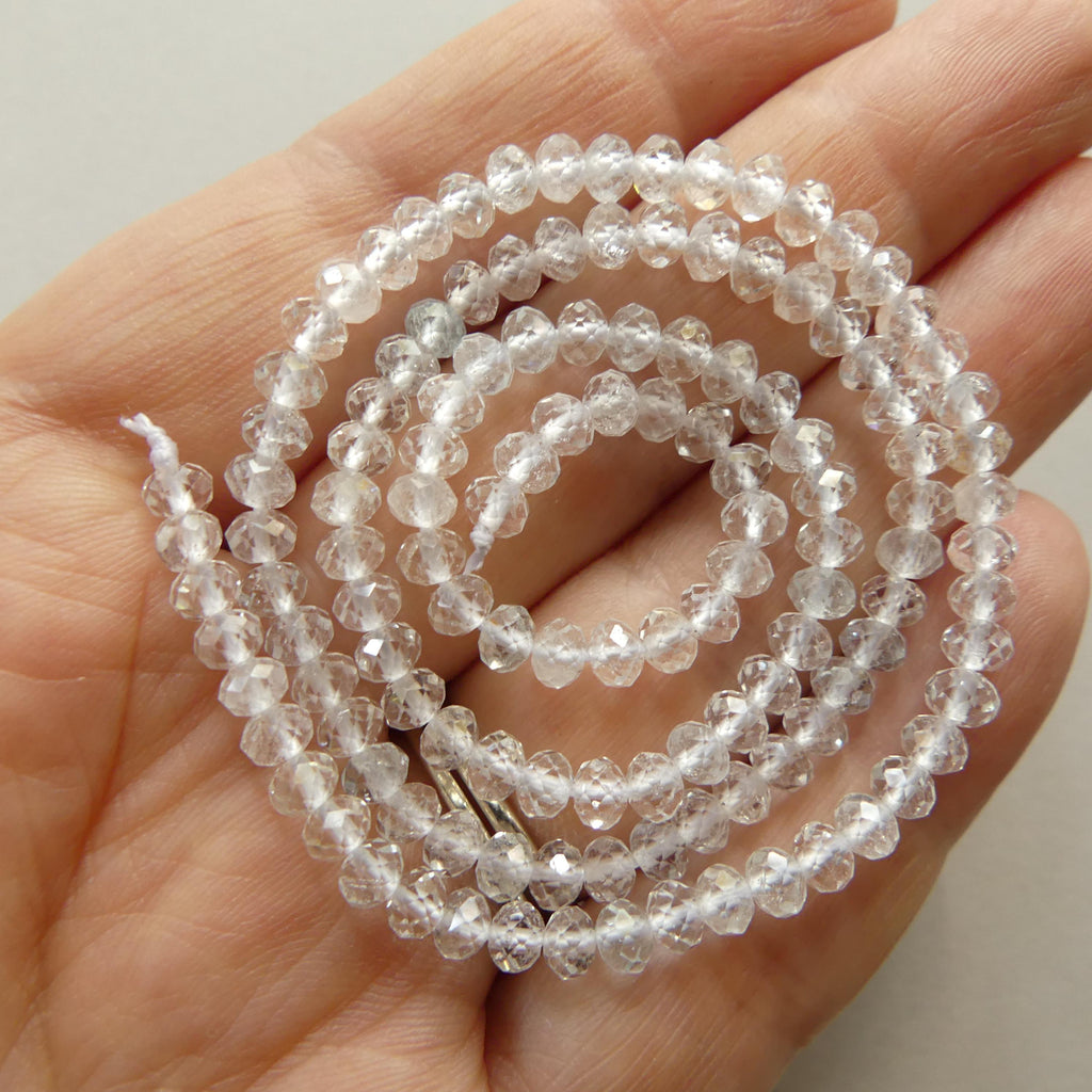 4mm AAA White Topaz Faceted Rondelle Beads 15" Natural Topaz Clear Sparkly Gemstone Beads Beading Crafter Gift April Birthstone DIY Jewelry