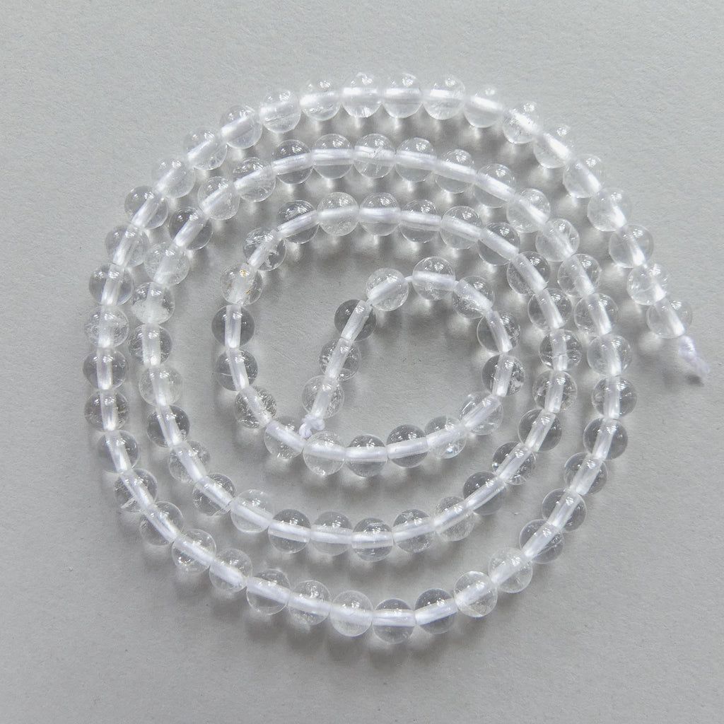 4mm AAA Rock Quartz Beads Smooth 15" Clear Crystal Quartz Smooth Genuine Gemstone Beads Jewelry Making Beading Craft Gift April Birthstone