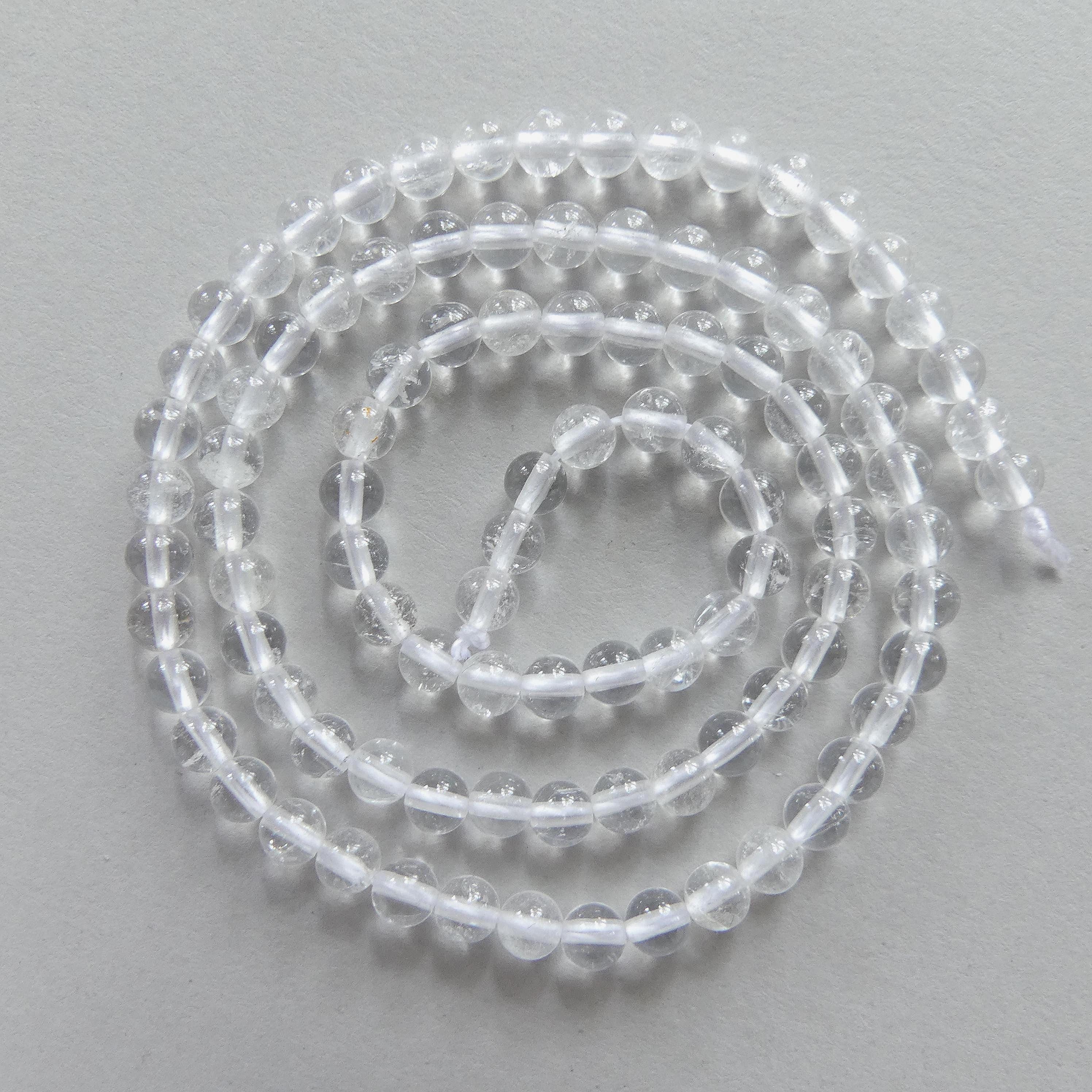 4mm AAA Rock Quartz Beads Smooth 15" Clear Crystal Quartz Smooth Genuine Gemstone Beads Jewelry Making Beading Craft Gift April Birthstone