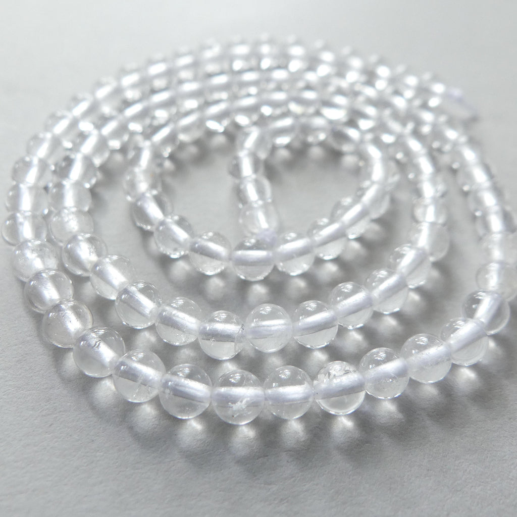 4mm AAA Rock Quartz Beads Smooth 15" Clear Crystal Quartz Smooth Genuine Gemstone Beads Jewelry Making Beading Craft Gift April Birthstone