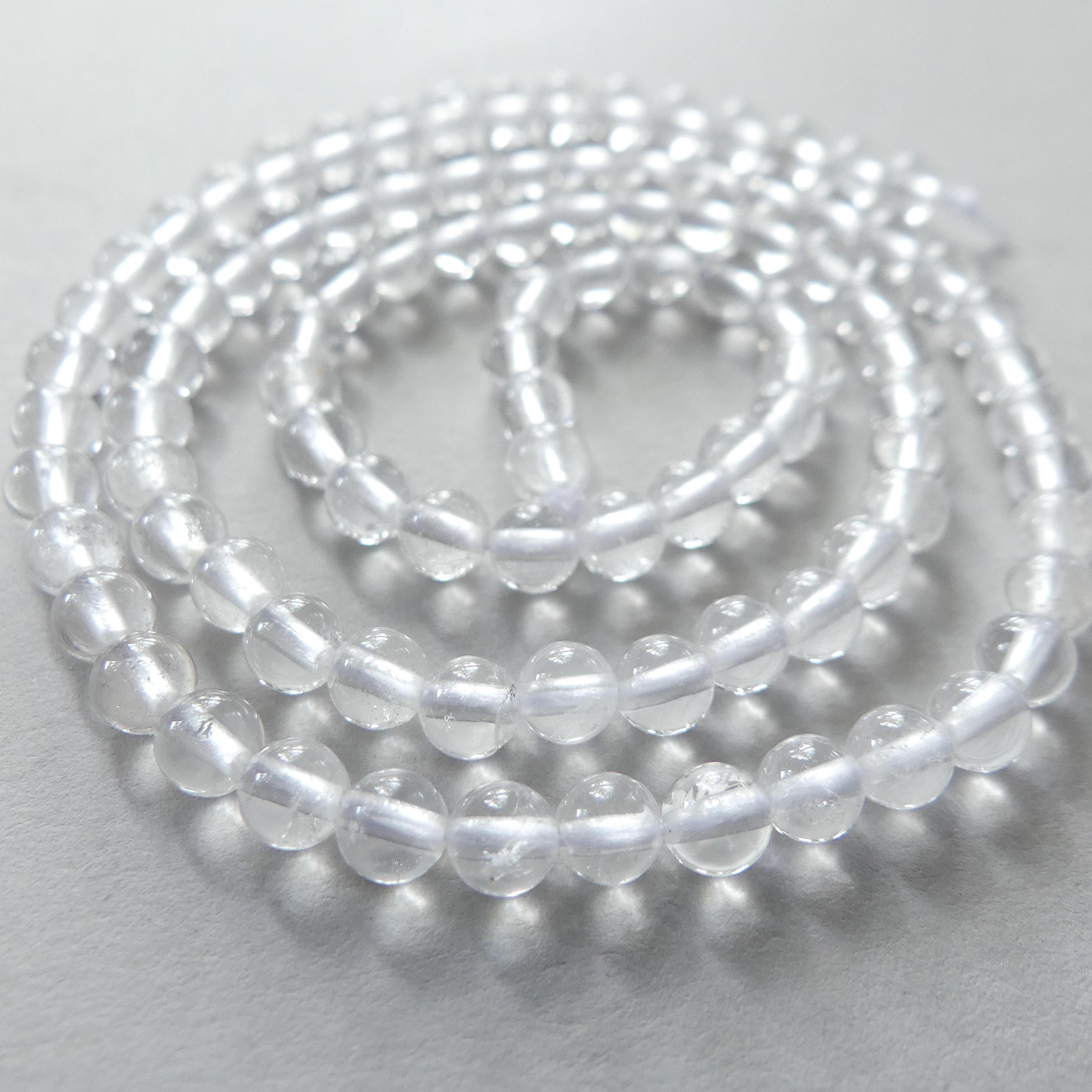 4mm AAA Rock Quartz Beads Smooth 15" Clear Crystal Quartz Smooth Genuine Gemstone Beads Jewelry Making Beading Craft Gift April Birthstone