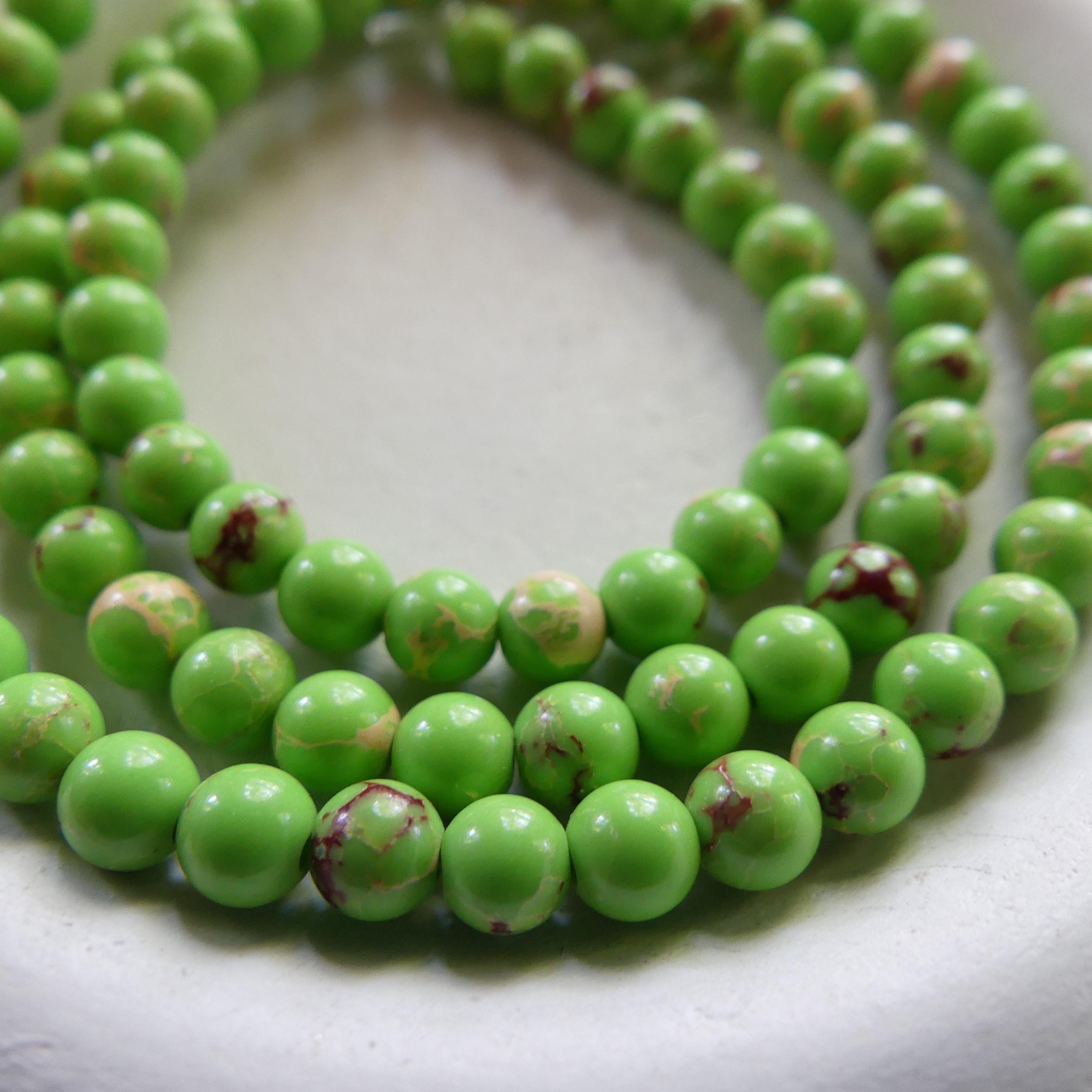 4mm Green Jasper Beads Smooth Genuine Lime Green Sea Sediment Jasper Turquoise Beads 15" Gemstone Beads Jewelry Making Beading Gift Crafter